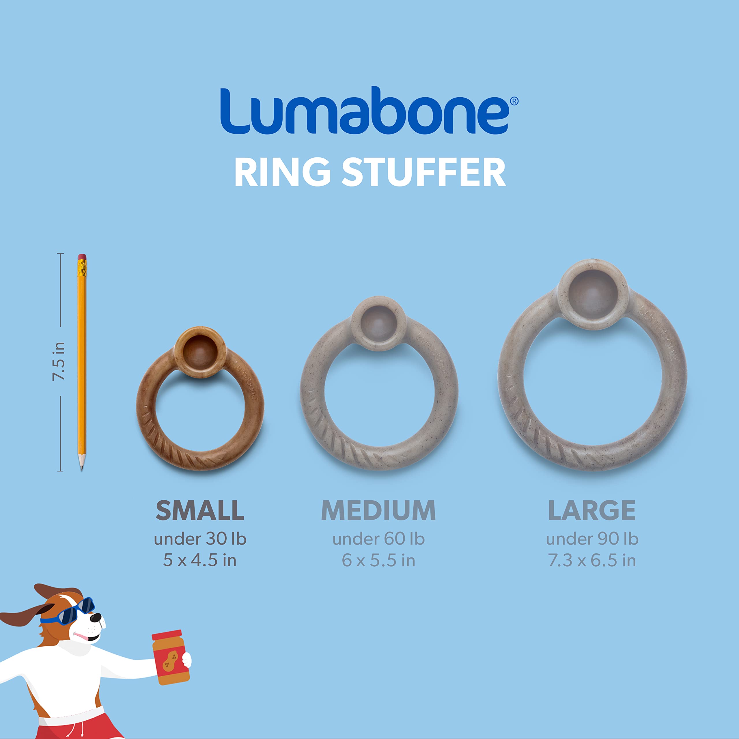 Lumabone Ring Stuffer Durable Chew Toy For Aggressive Chewers, Dog Toys For Aggressive Chewers, Dog Toys, Real Bacon, Made In Usa, Small