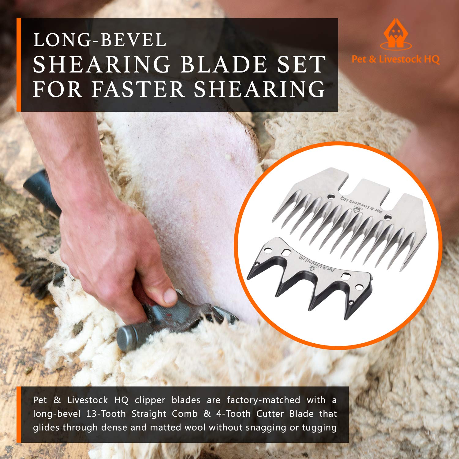 Pet & Livestock Hq | Shearing Blades 380W Sheep Clippers - Replacement For Oster, Lister, Heiniger, Detachable Animal Trimmer Shears For Grooming Goats, Lambs, Llamas, Alpacas