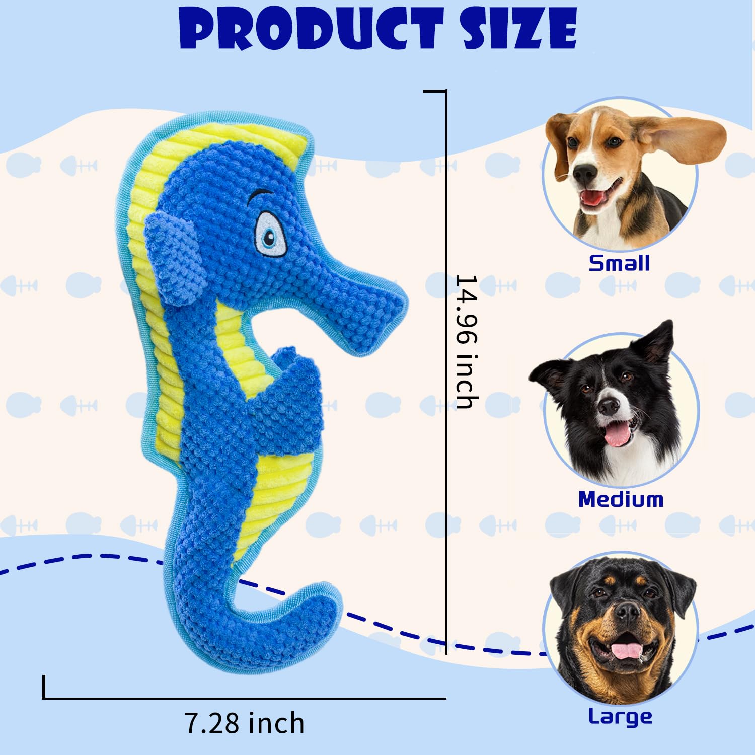 Vwptchi Squeaky Durable Chew Seahorse For Aggressive Dogs No-Stuffed Dog Toy Interactive Hours Of Fun Keep Pups Busy