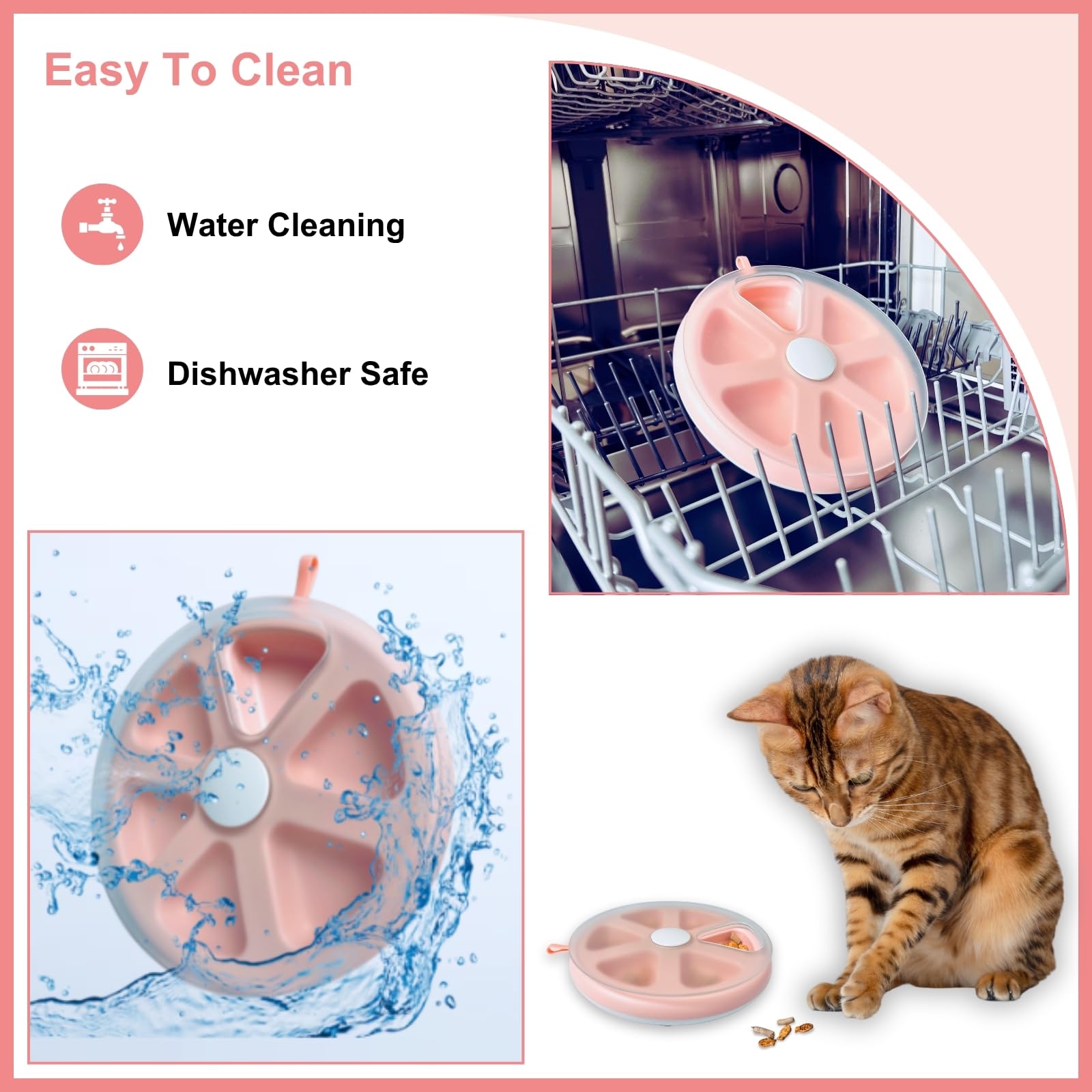 YallMiaul Interactvie Cat Treat Toys, Food Puzzle, Maze Feeder Toys for Indoor Cats and Kittens (Pink)