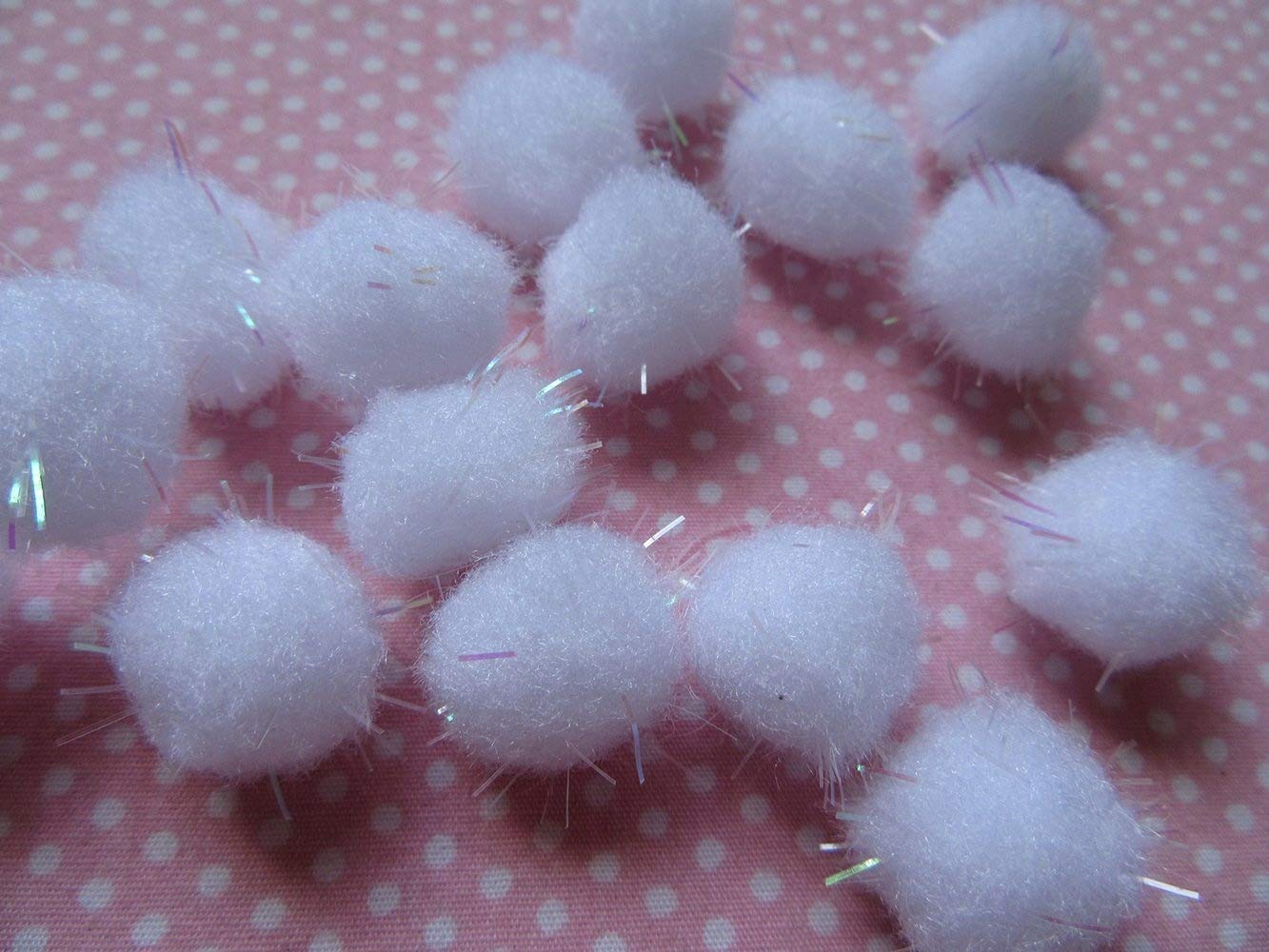 Yycraft 200Pcs Pom Poms Glitter Poms Sparkle 5/8''(15Mm) Balls Cat Toy For Kittens-White/Silver