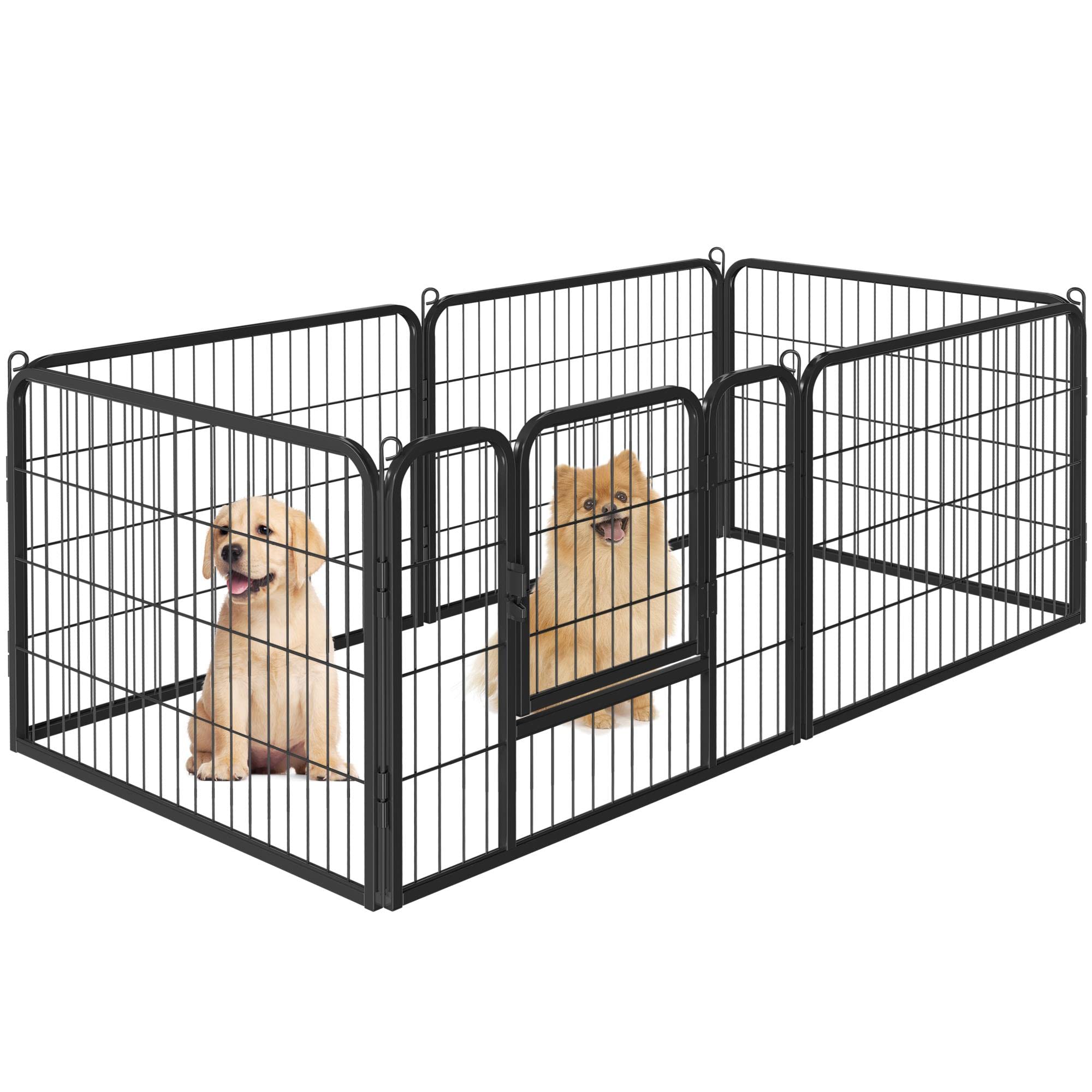 Topeakmart 24-Inch 6 Panel Heavy Duty Portable Pet Playpen Dog Exercise Pen Cat Fence Crate Cage Kennelwith Door Puppy Rabbits P