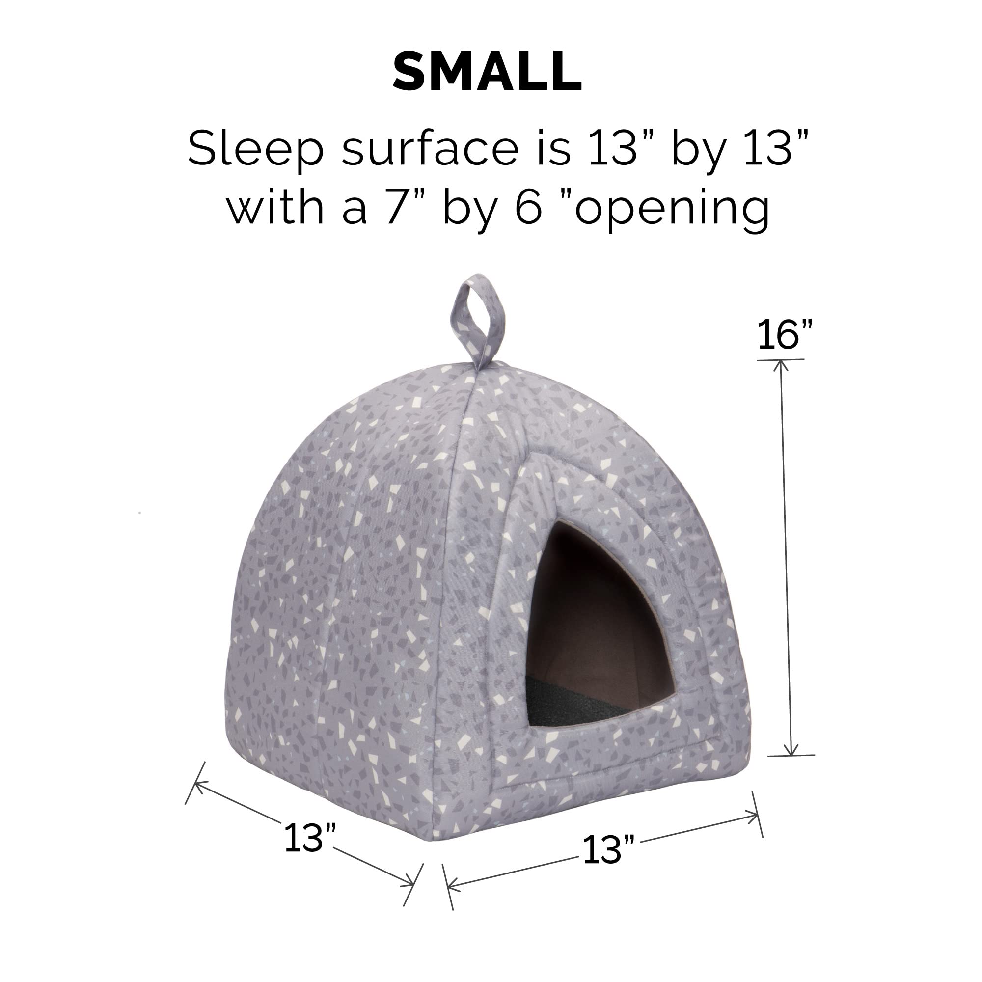Furhaven Small Cat Bed Polycanvas Print D?or Foldable Pet Tent, Washable - Gray Terazzo, Small