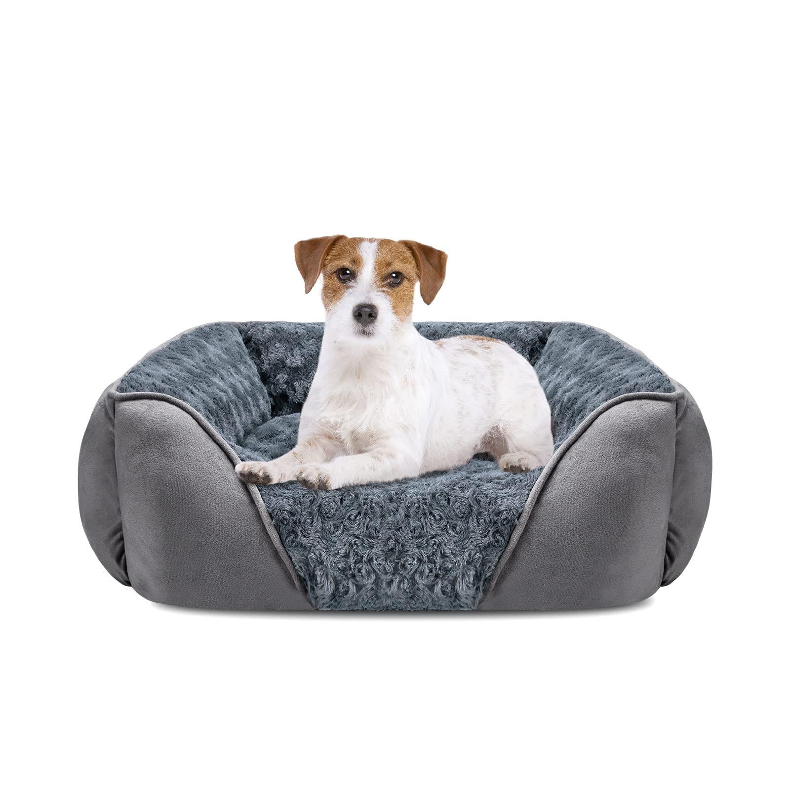 Invenho Medium Dog Bed For Large Medium Small Dogs, Rectangle Washable Dog Bed, Orthopedic Dog Bed, Soft Calming Sleeping Puppy Bed Durable Pet Cuddler With Anti-Slip Bottom M(25'X21'X8')