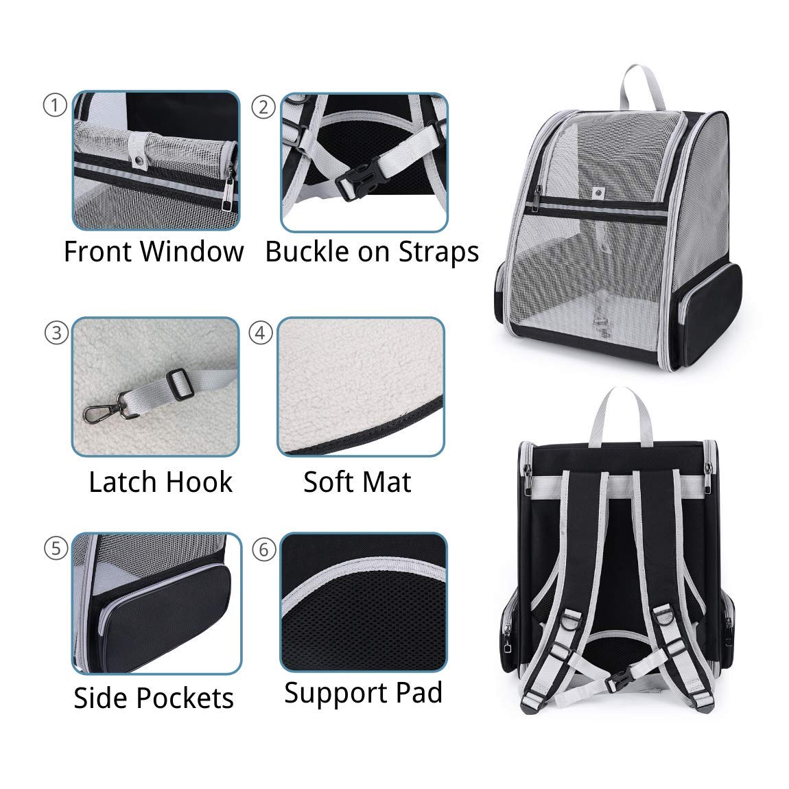 LOLLIMEOW Pet Carrier Backpack for Dogs & Cats, Airline Approved, Mesh Green, 15.2” x 11.4” x 16.5”, Fully Ventilated, Model
