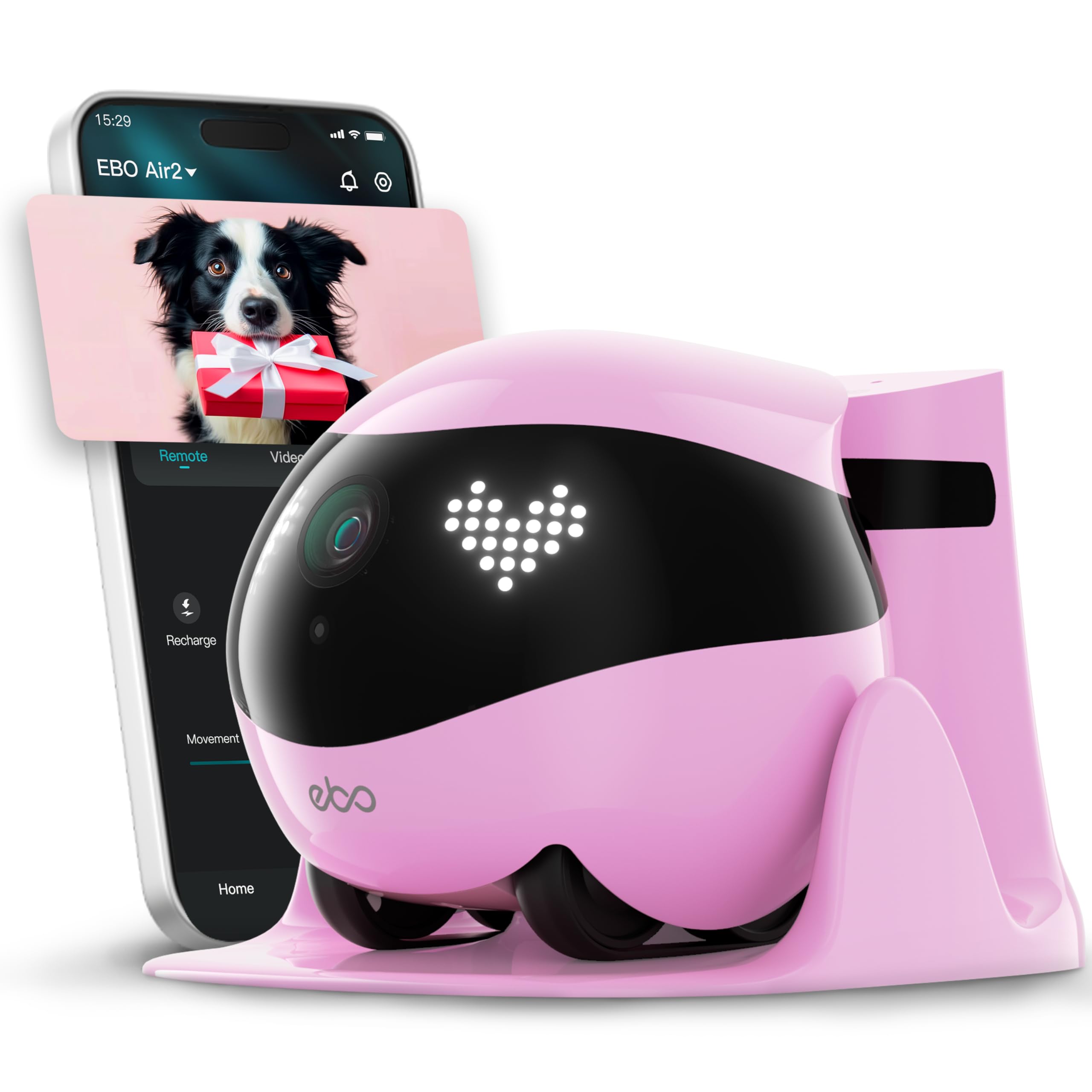 Indoor Security Camera Robot Ebo Air 2: 2K Pet Camera, Movable Home Robot, Custom Facial Expression, Auto-Recharge, Battery-Oper