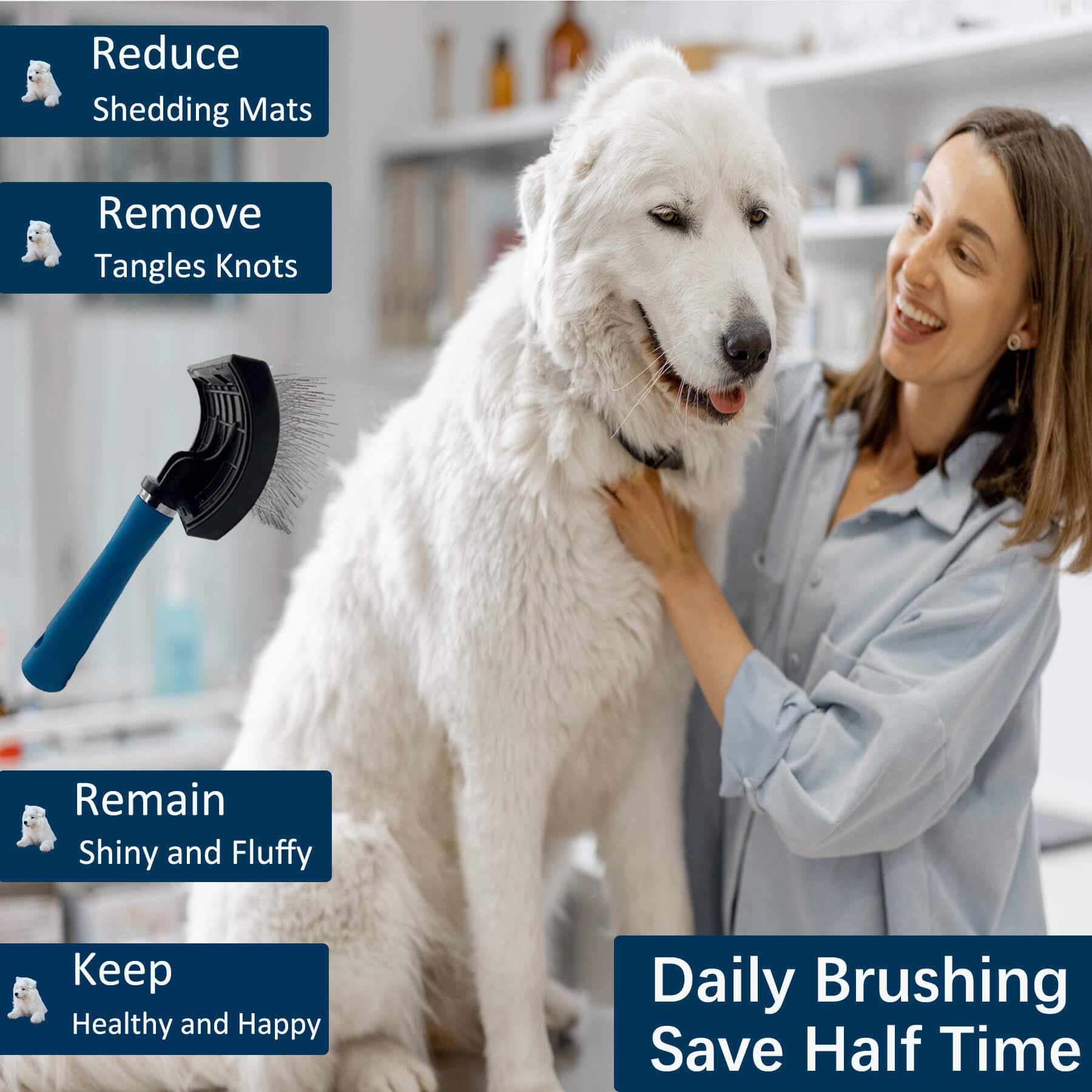 Extra Long Pin Slicker Brush For Dog-Slicker Brush For Dogs Goldendoodles,Large Firm Deshedding Pet Undercoat Grooming Tool-Soft