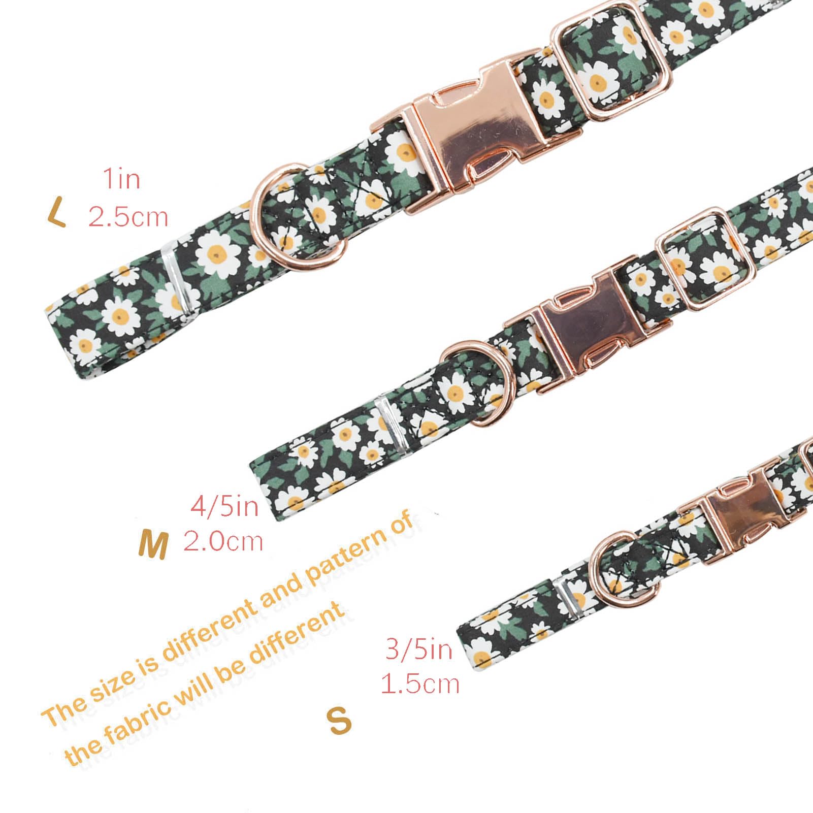 Metal Buckle Dog Collar, Durable Adjustable Dog Collar Soft For Small Medium Large Dogs (001-Black Flower, M(13-18In)