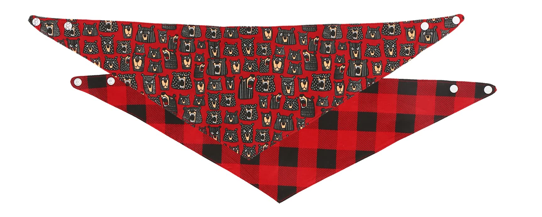 Lazy One Reversible Dog Bandana, Cute Accessories For Pets, Plaid (Medium/Large, Don'T Wake The Bear)