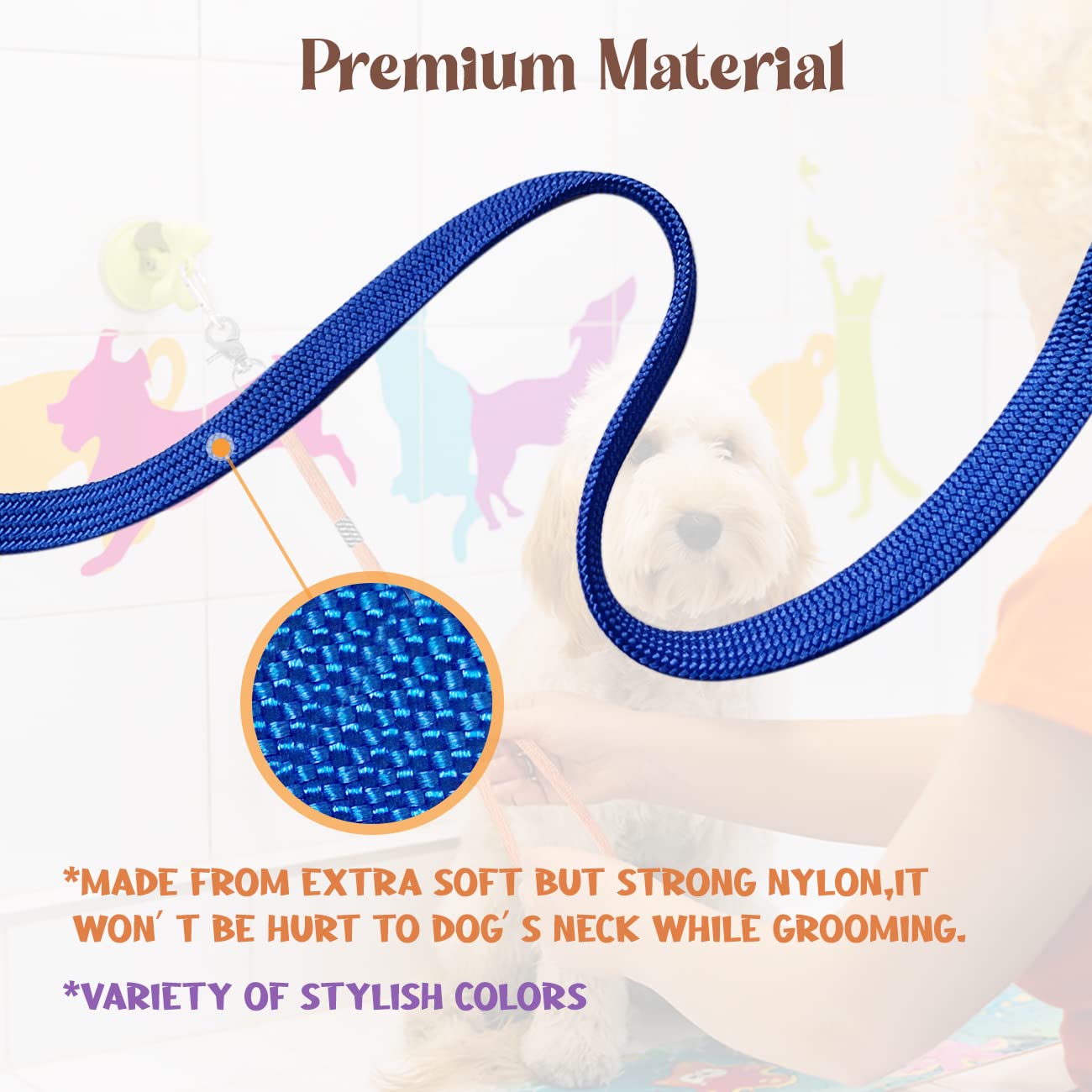 Hhimyoct Pet Grooming Loop For Dogs - Nylon Restraint Noose Adjustable Slip Rope Dog Grooming Supplies For Dog Grooming Arm And