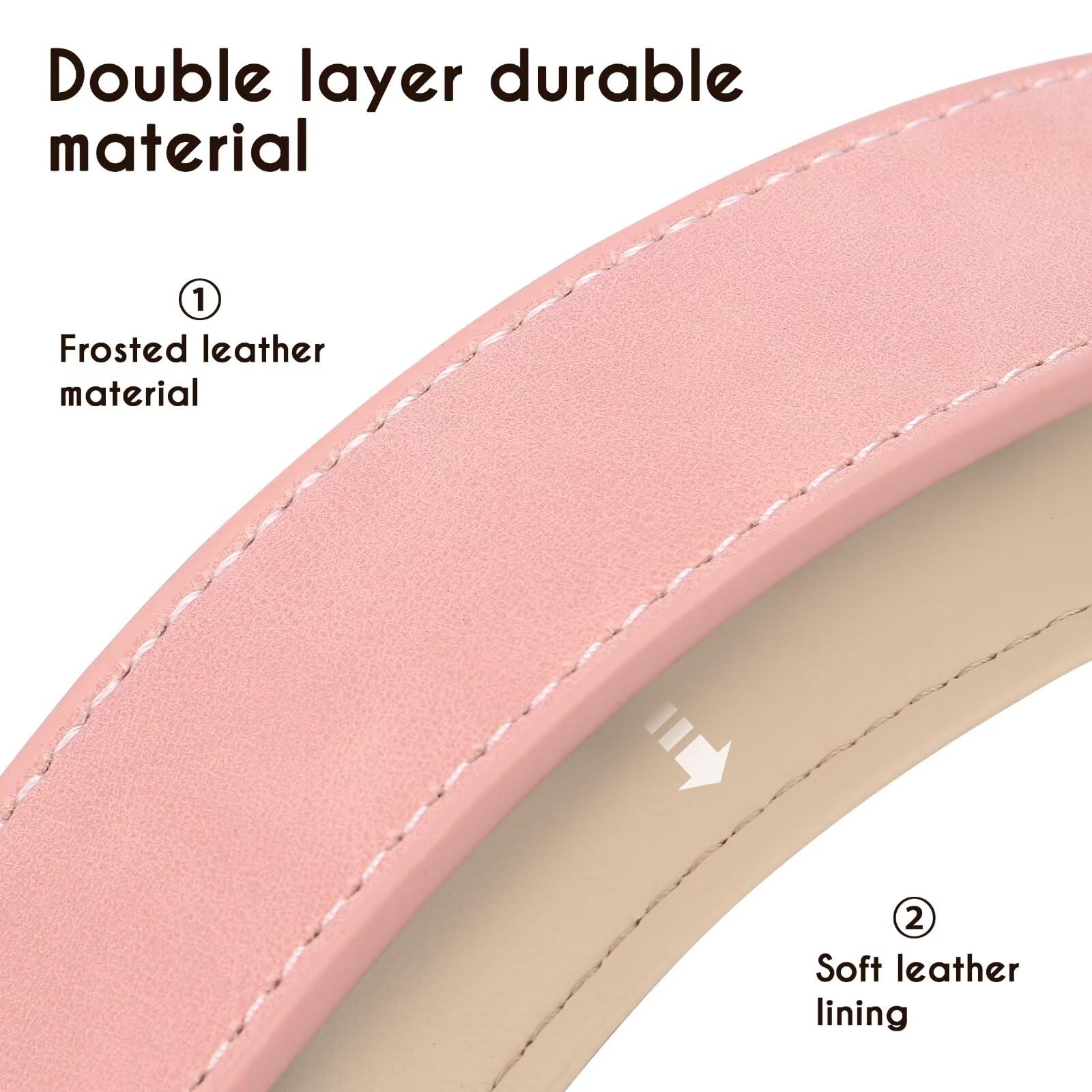 Didog Soft Padded Leather Dog Collar, Adjustable Pink Dog Collars For Medium Dogs With Heavy Duty Metal Buckle And D Ring,Pink,M