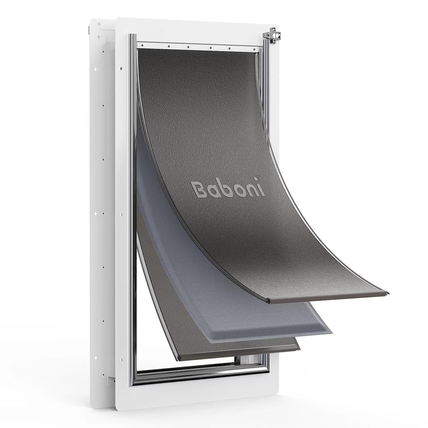 Baboni 3-Flaps Pet Door For Interior And Exterior Doors, Steel Frame And Telescoping Tunnel, Strong And Durable Dog Door(Pets Up