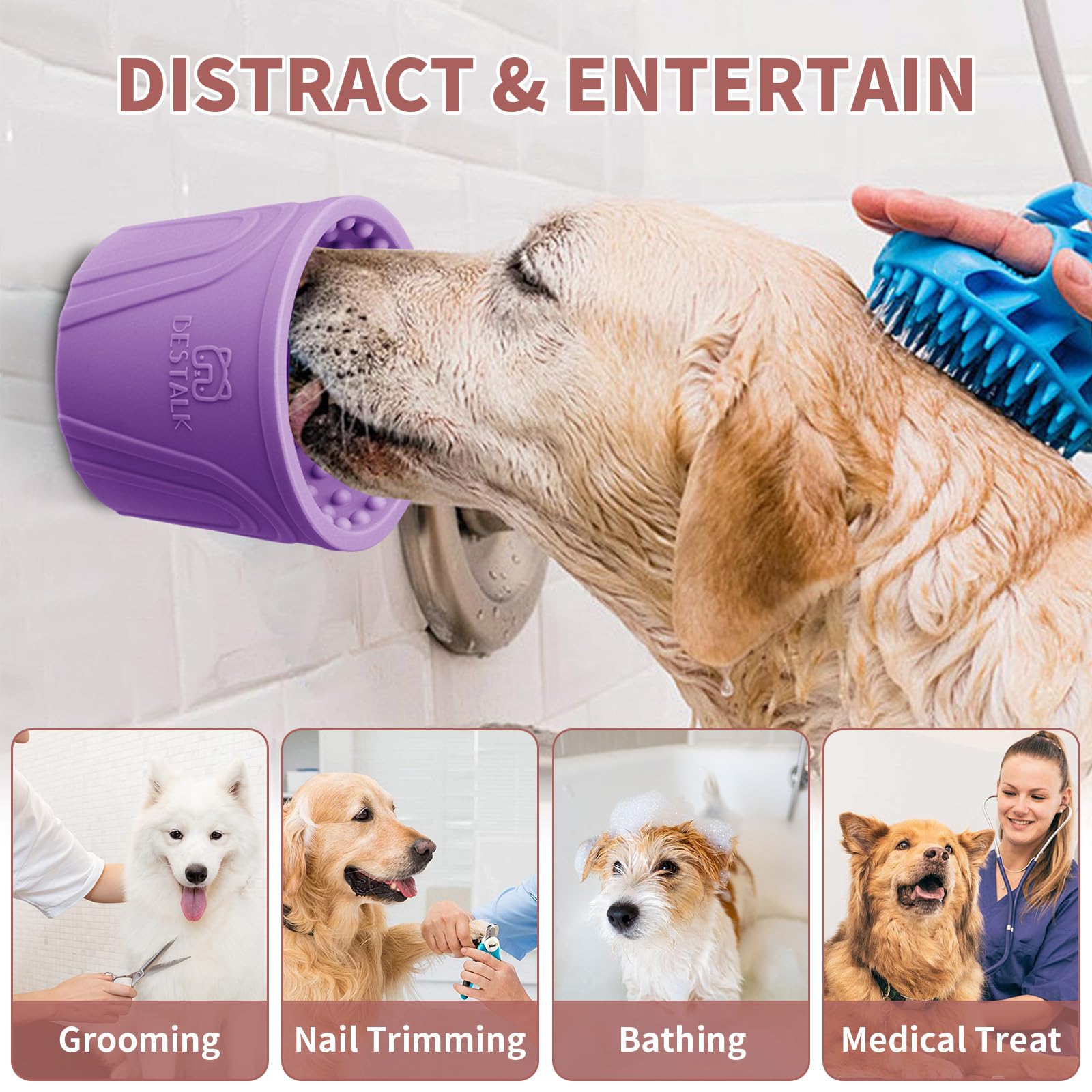 Dog Lick Bowl, Bestalk Anxiety Relief Slow Feeder Dog Freeze Mat Treat Dispenser, Non-Slip Licking Bowl Enrichment Toys For Smal