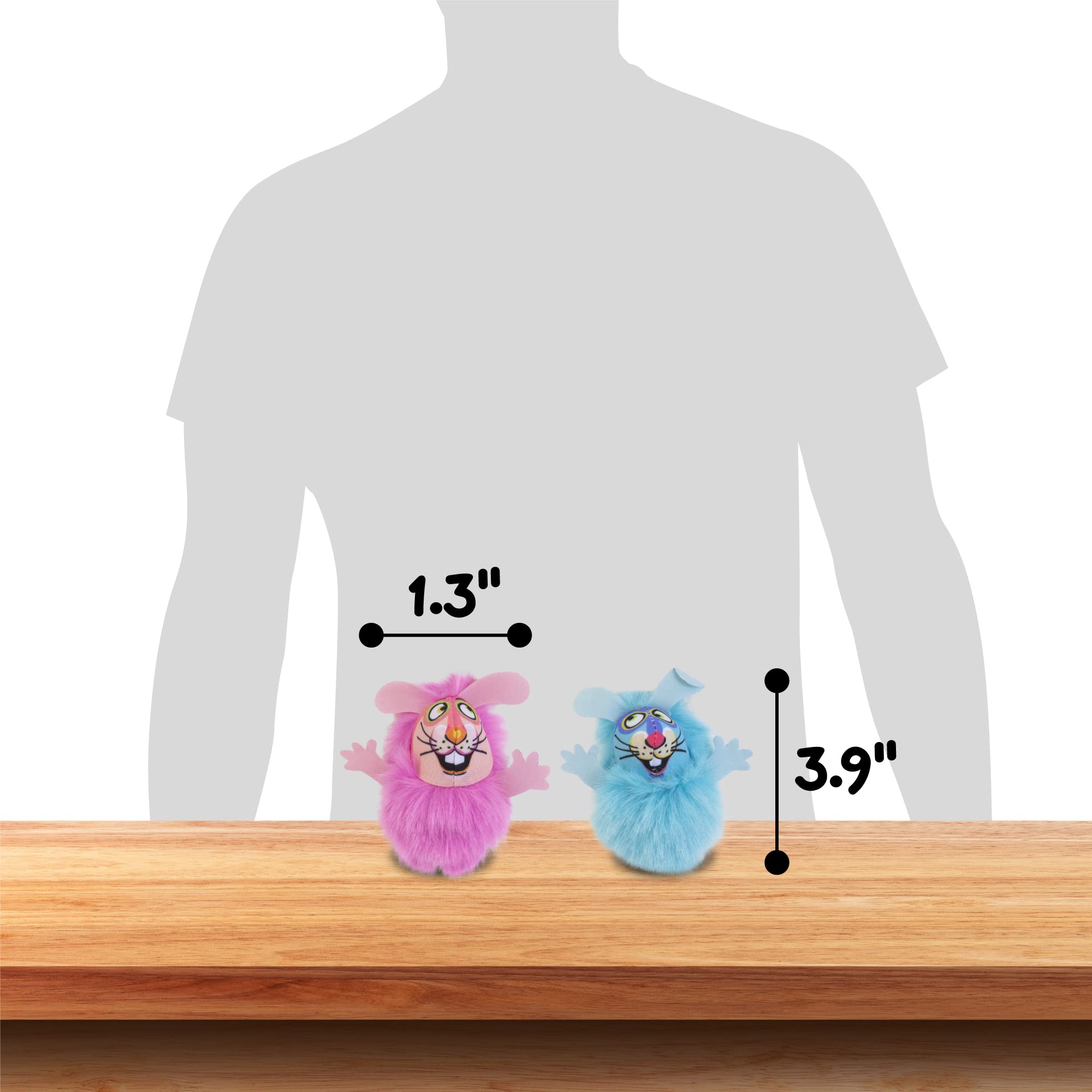 Fat Cat Fluff Bunnies Cat Toys - Catnip Kicker Toy, Pack Of 1 (Blue Or Pink)