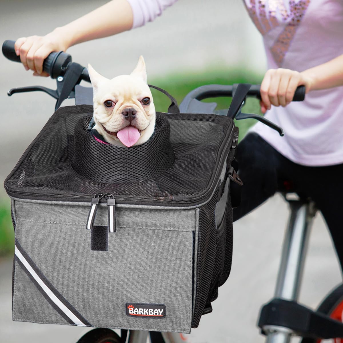 Pet Carrier Bicycle Basket Bag Pet Carrier/Booster Backpack for Dogs and Cats with Big Side Pockets,Comfy & Padded Shoulder Stra