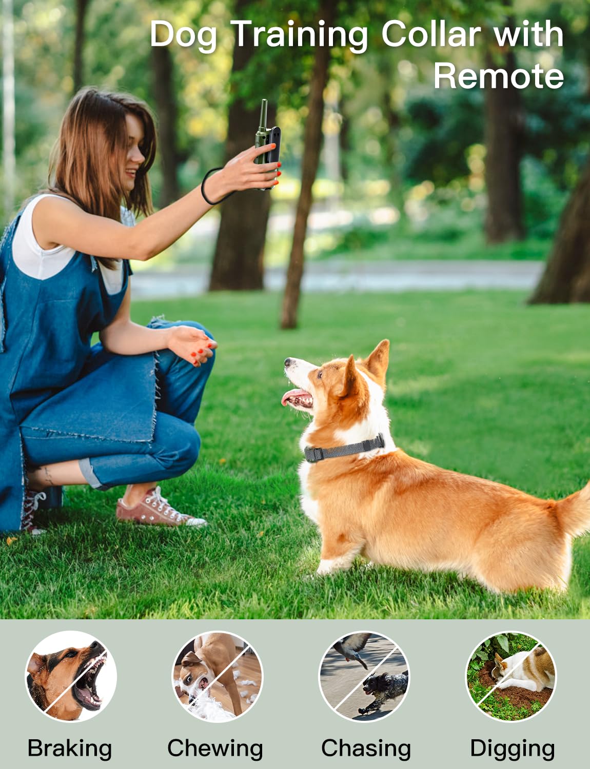 Airverse Dog Shock Collar - 3300 ft Waterproof Dog Training Collar with Remote, 3 Modes Electric Dog Training Collar,Beep/Vibrat