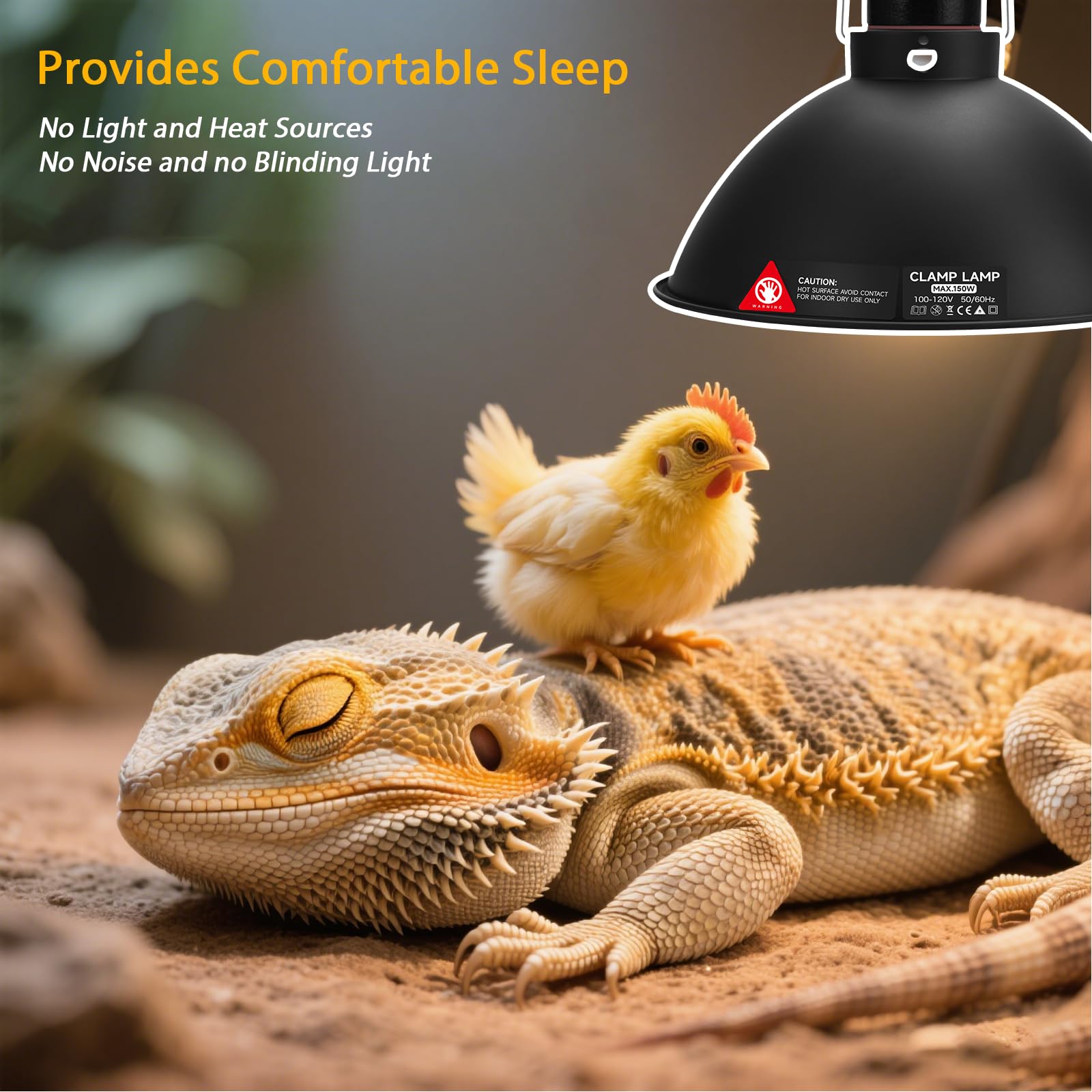 Reptitrip 8.5-Inch Day/Night Thermostatic Reptile Lamp With 150W Ceramic Heat Emitter (Non-Light Emitting) - Heat Lamp Temperatu