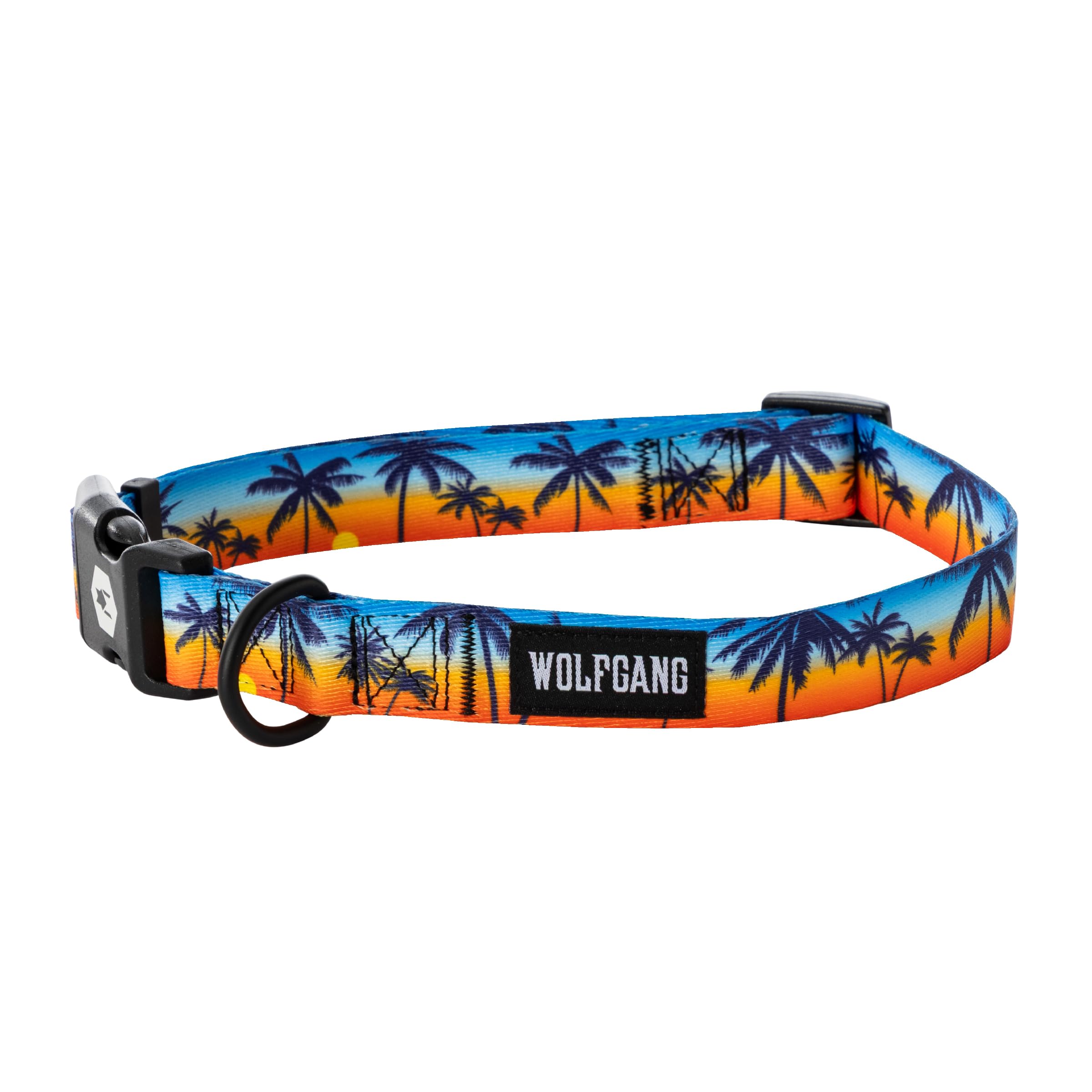 Wolfgang Heavy Duty, Adjustable Dog Collar with Quick Release Nylon Buckle for Walking & Training, SunsetPalms Print, Small