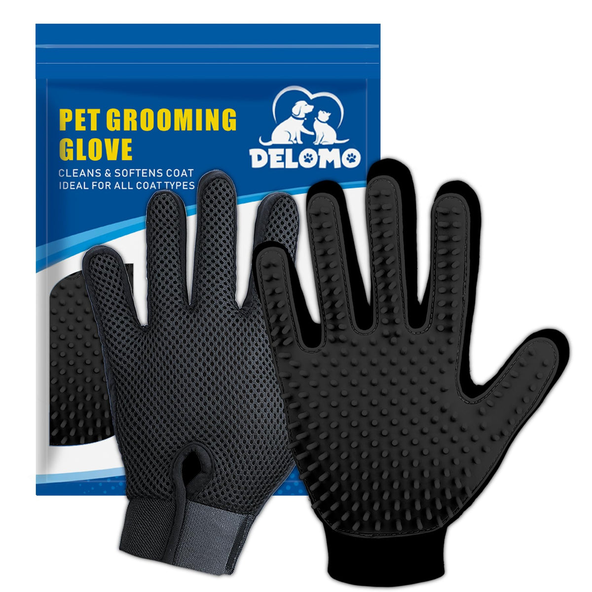 Upgrade Version Pet Grooming Glove - Gentle Deshedding Brush Glove For Dogs, Cats & Horses With Long And Short Fur - Efficient P