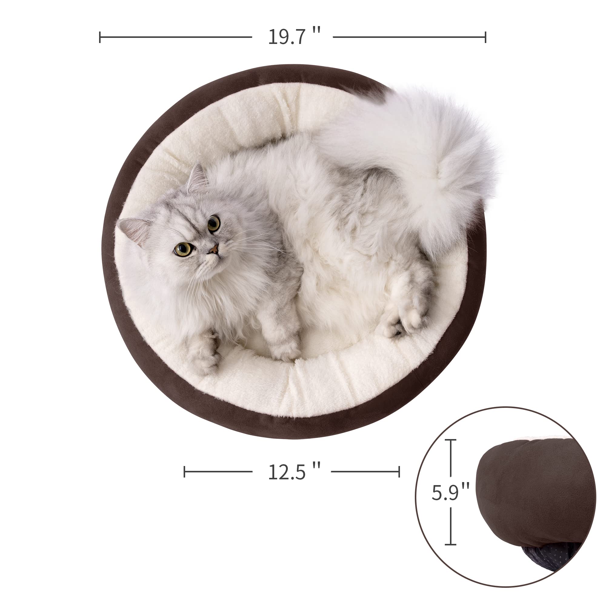 Love'S Cabin Round Donut Cat And Dog Cushion Bed, 20In Pet Bed For Cats Or Small Dogs, Anti-Slip & Water-Resistant Bottom, Super