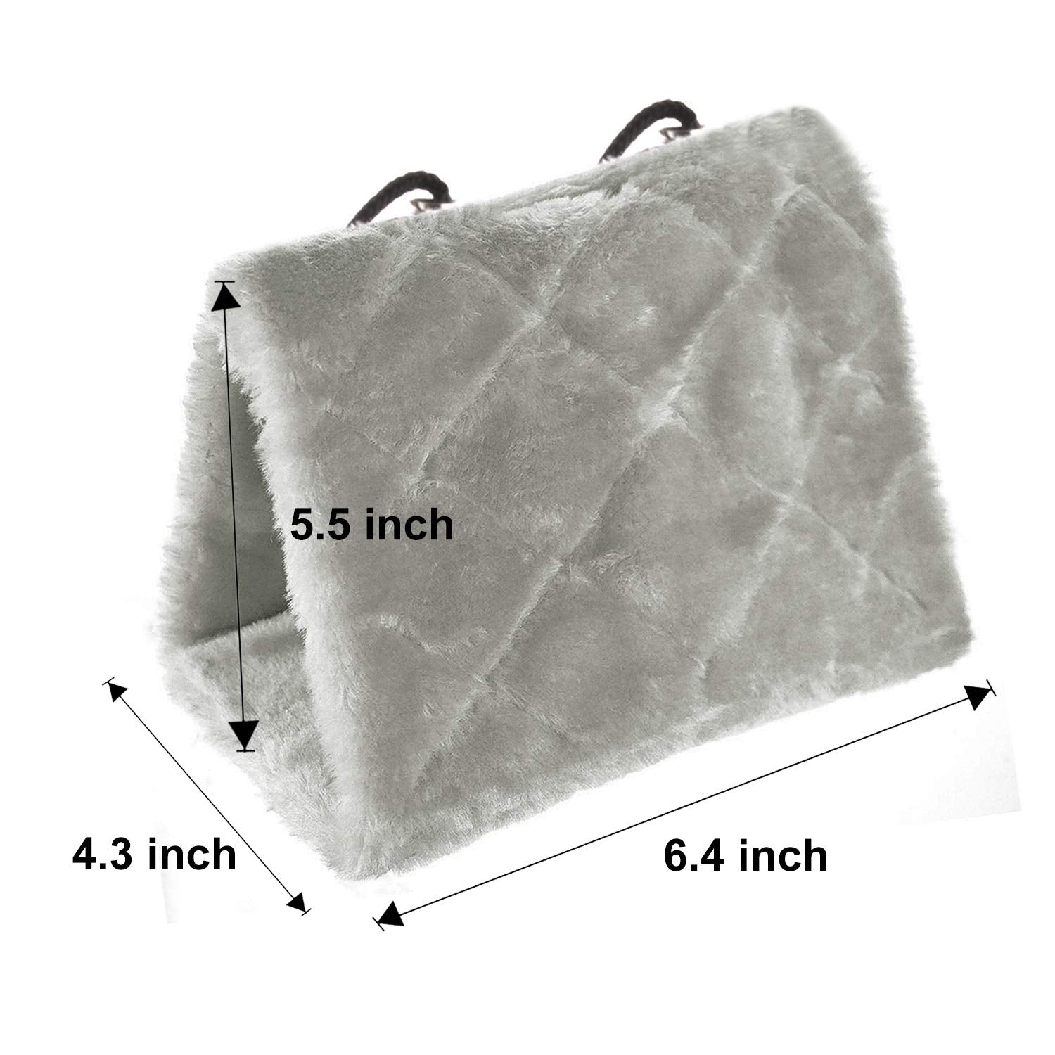 Winter Warm Bird Nest House Shed Hut Hanging Hammock Finch Cage Plush Fluffy Birds Hut Hideaway For Hamster Parrot Macaw Budgies Eclectus Parakeet Cockatiels Cockatoo Lovebird (S, Grey)