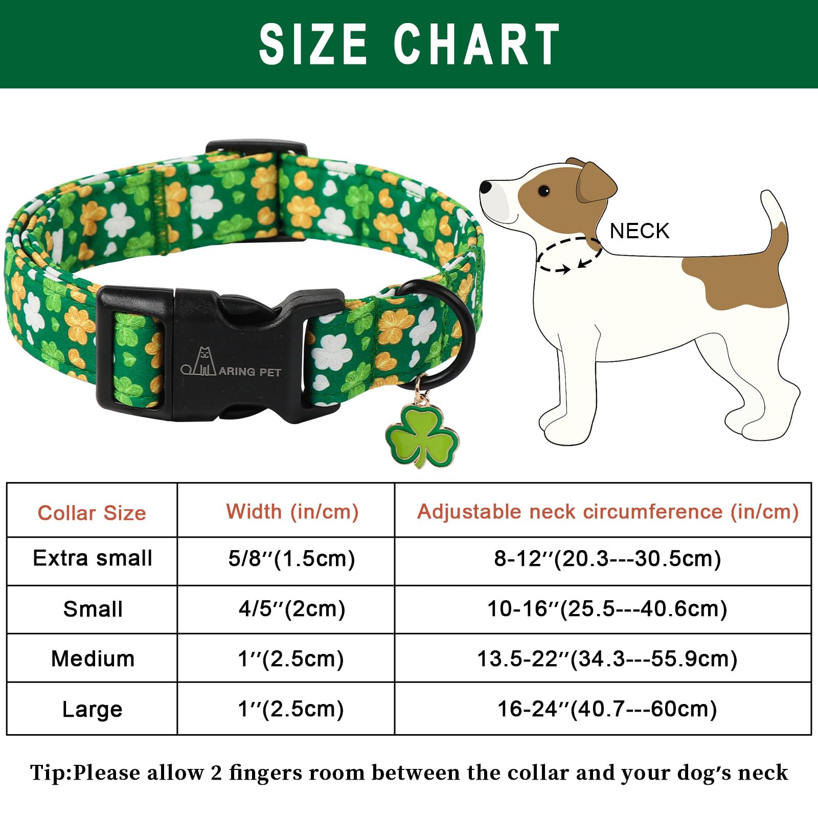 Aring Pet St Patrick'S Day Dog Collar-Cute Green Clovers Dog Collars, Adjustable Shamrock Pet Collars Trefoil Puppy Collar Gifts
