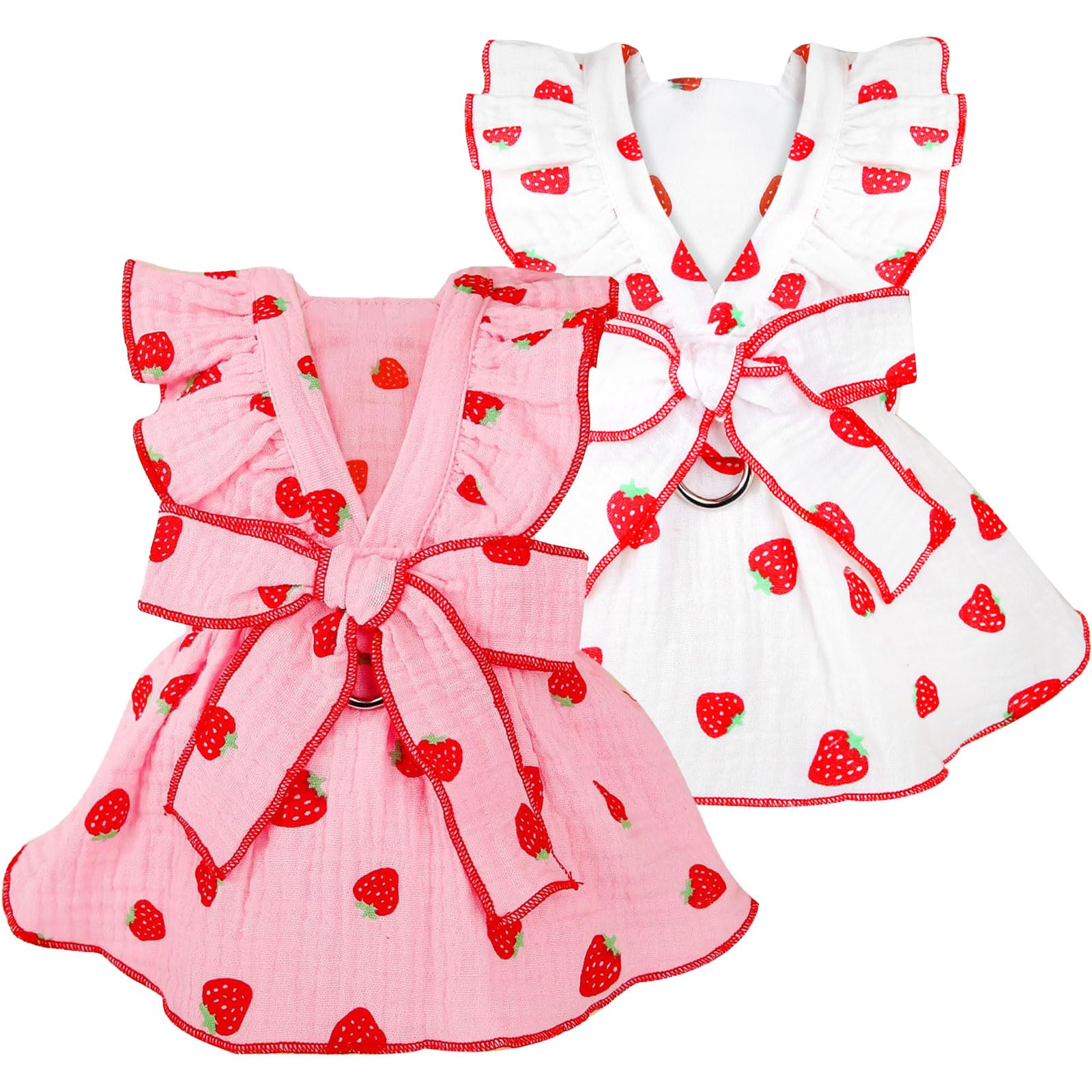 Dog Dresses For Small Dogs Girl Female Clothes Cat Clothes Cat Dress Cute Cotton Extra Small Summer Clothes Bow Decor Printed St