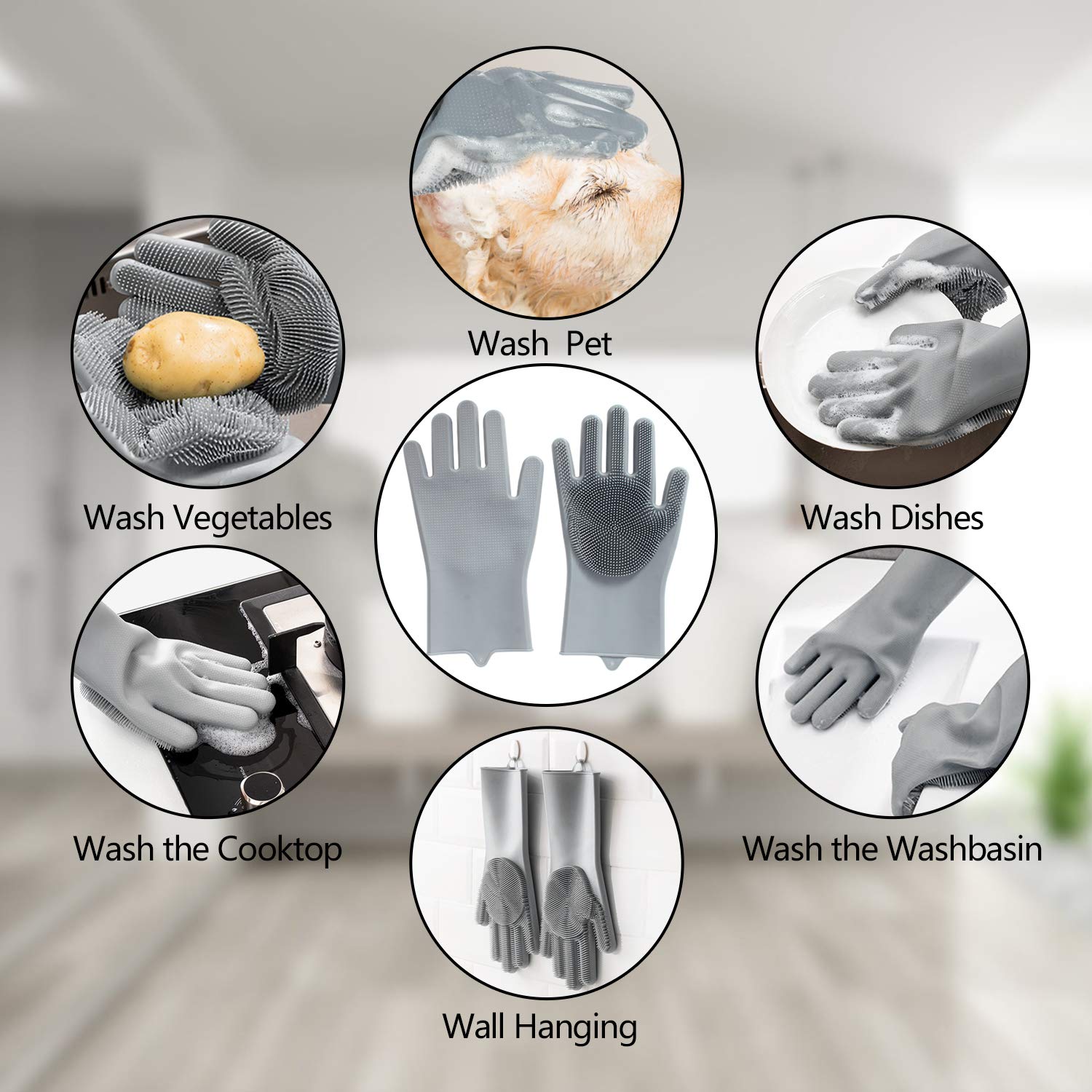 Pet Grooming Gloves - Gentle Dog Bathing Shampoo Brush - Massage Mitt With Enhanced Five Finger Design - Efficient Deshedding Glove For Dogs, Cats, Rabbits And Horses - 1 Pack