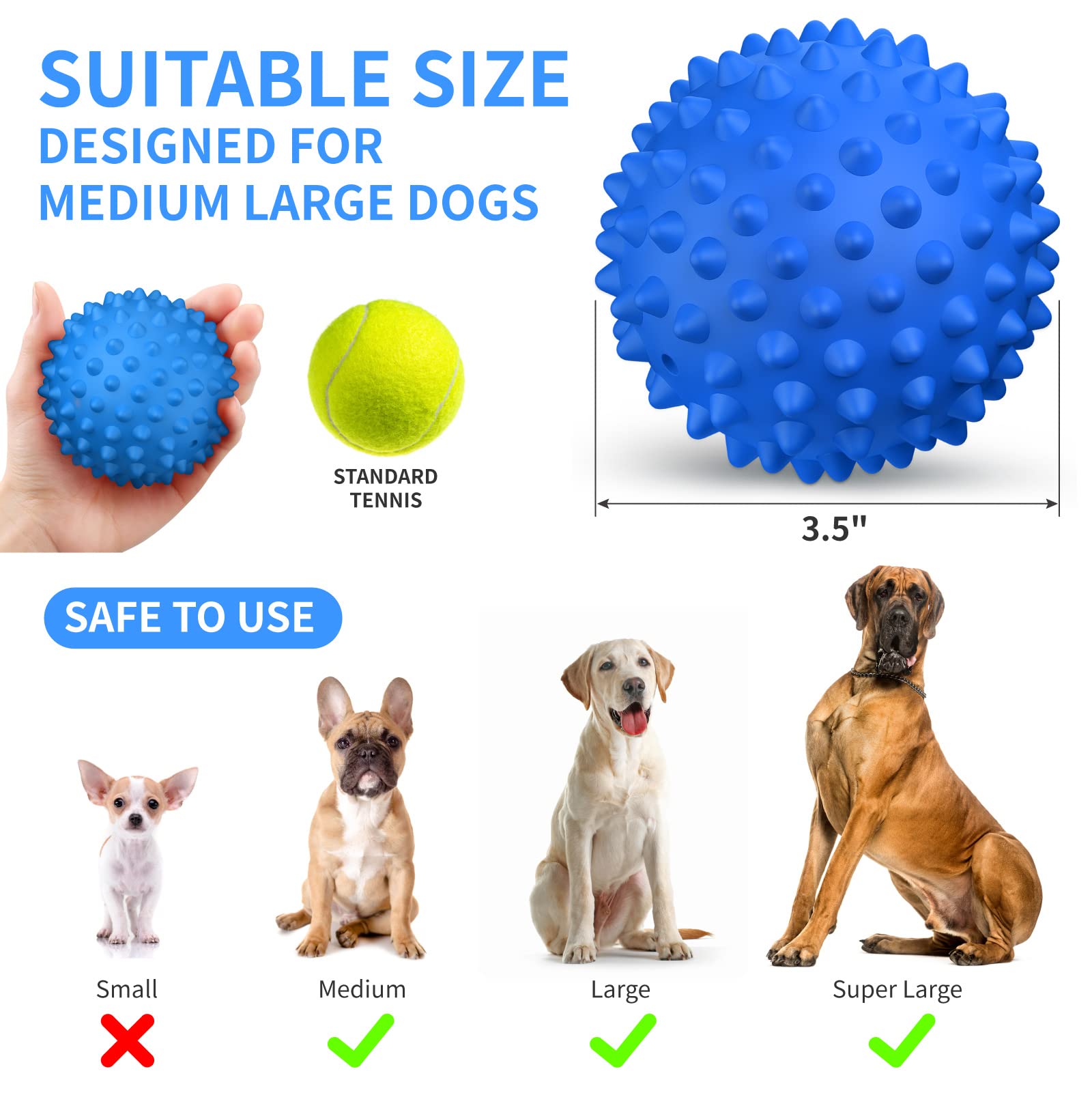 Apasiri Squeaky Ball Dog Toys For Large Dogs, Dog Toy, Indestructible Dog Balls For Aggressive Chewers, Outdoor Dog Toys, Balls
