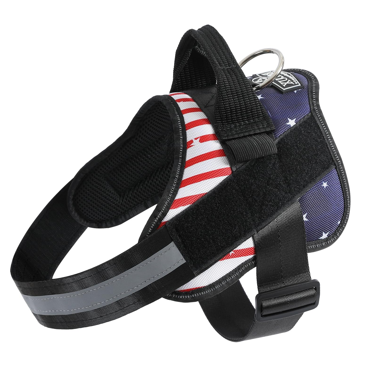 Bolux Dog Harness, No-Pull Reflective Dog Vest, Breathable Adjustable Pet Harness With Handle For Outdoor Walking - No More Pulling, Tugging Or Choking (Flag, Large)