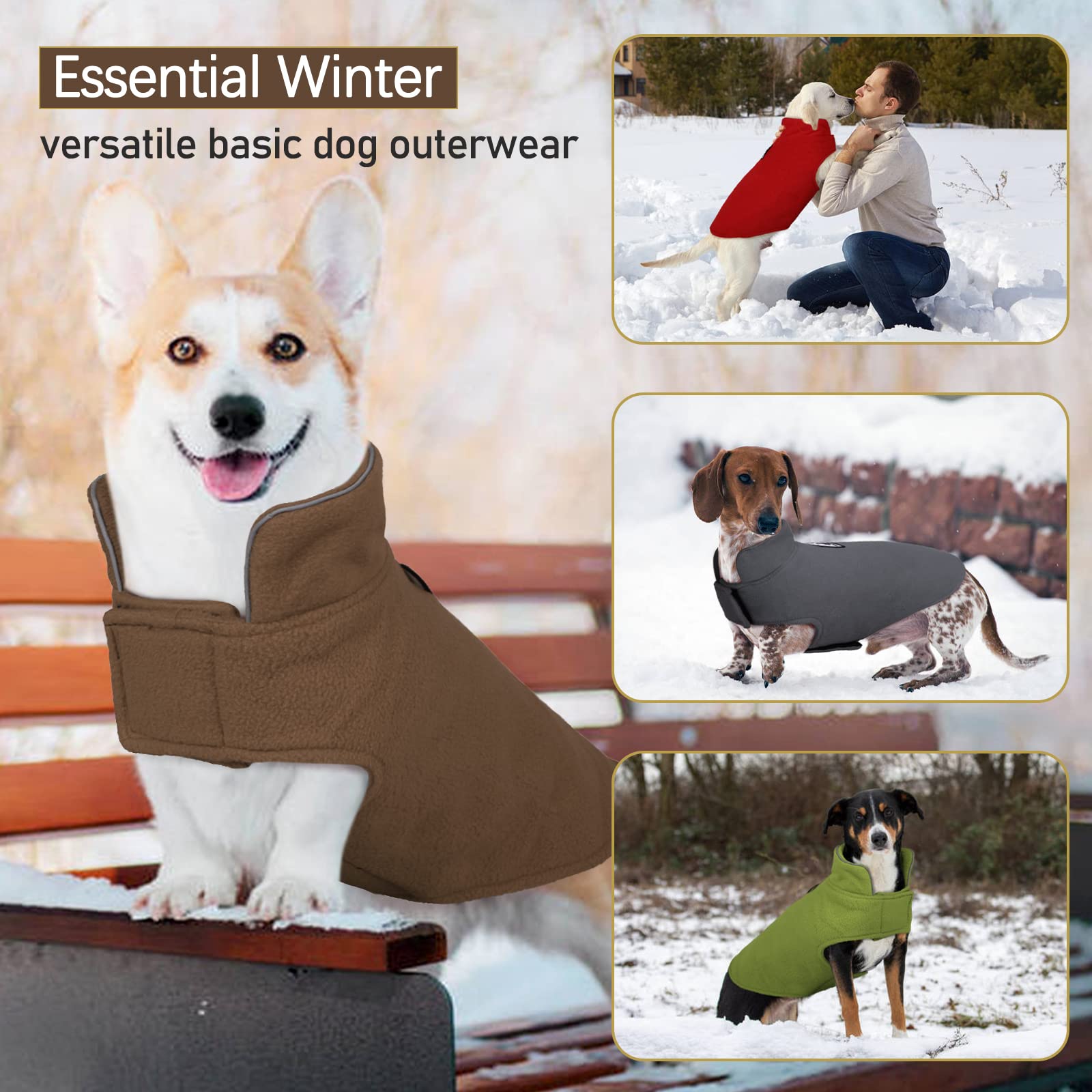 Windproof Winter Warm Fleece Dog Coat Jacket Reflective Soft Pet Dog Vest Apparel Overcoat For Small Medium Large Breeds For Cold Weather Leash Access