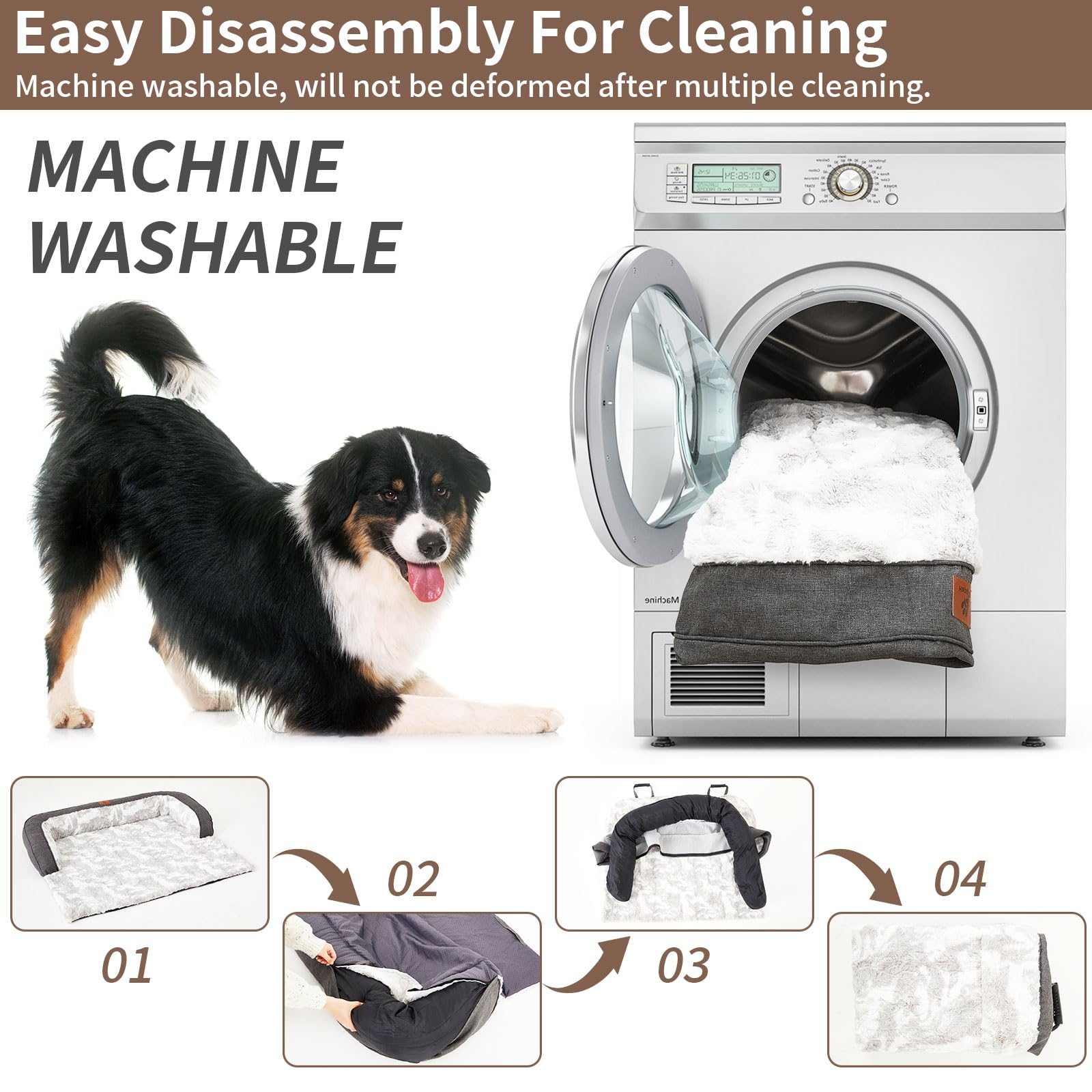 Dog Couch Bed For Large Dogs Cats Fluffy Calming Dog Bed Mat Washable Pet Couch Covers Protector For Sofa Removable Pet Sofa Bed