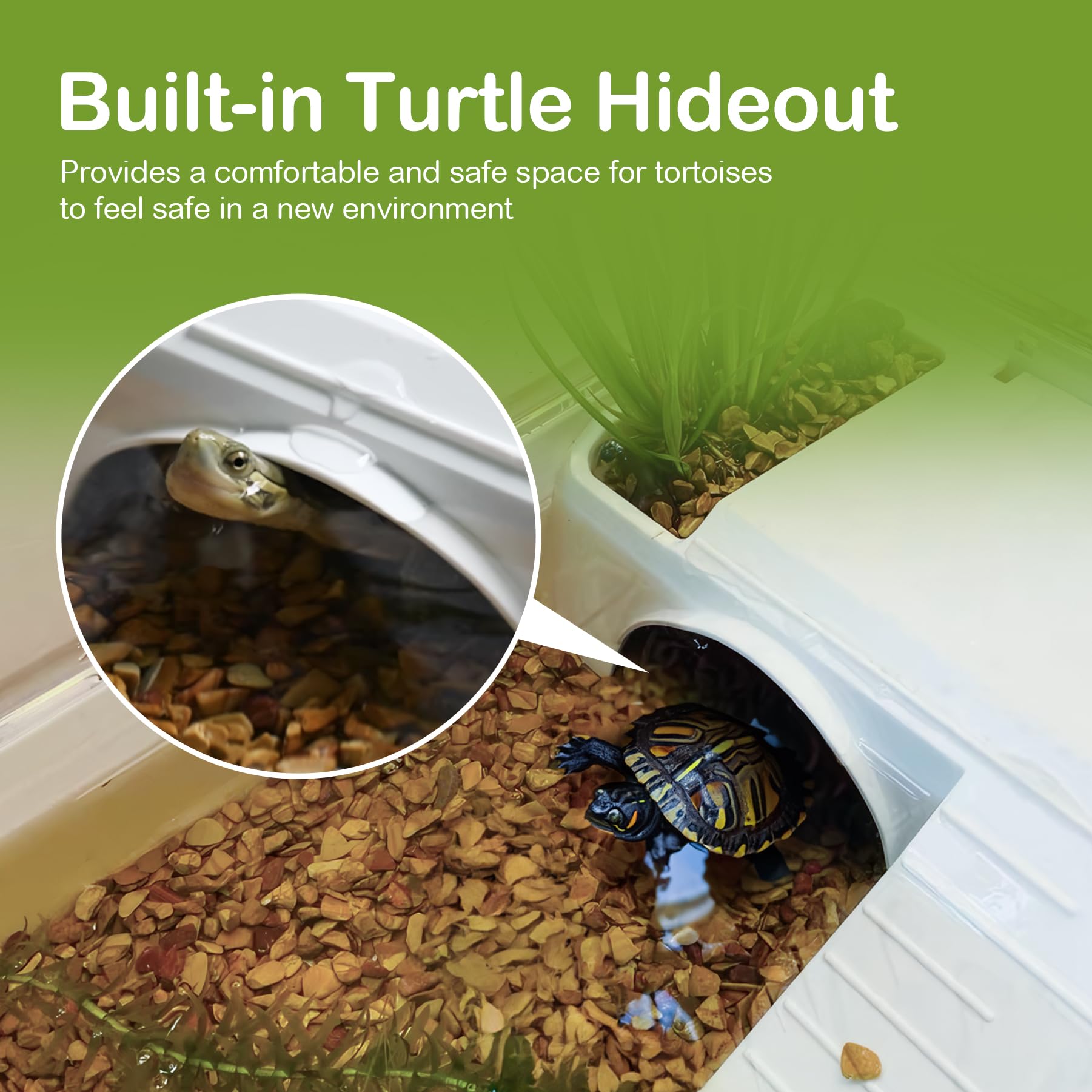 Clioran Turtle Tank Habitat Kit,Aquatic Tortoise Enclosure Starter Aquarium With Multi-Function Area,Hideout,Uv Basking Platform