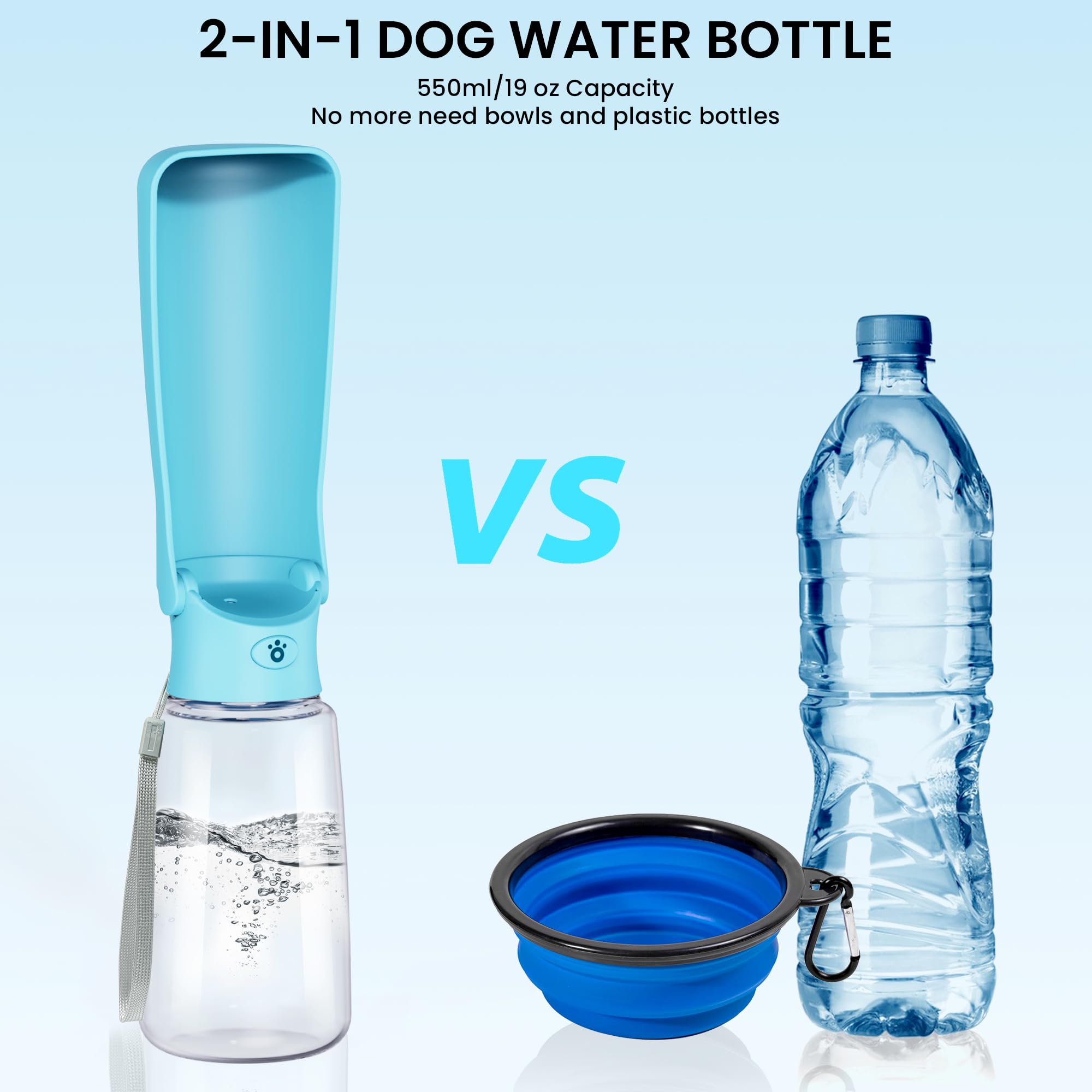 Forwh Portable Dog Water Bottle Dispenser [Leak Proof & Foldable] Dog Travel Water Bottle Bowl Accessories For Puppy Small Medium Large Dogs Pet Water Bottles For Dogs Walking Outdoor Hiking 19Oz