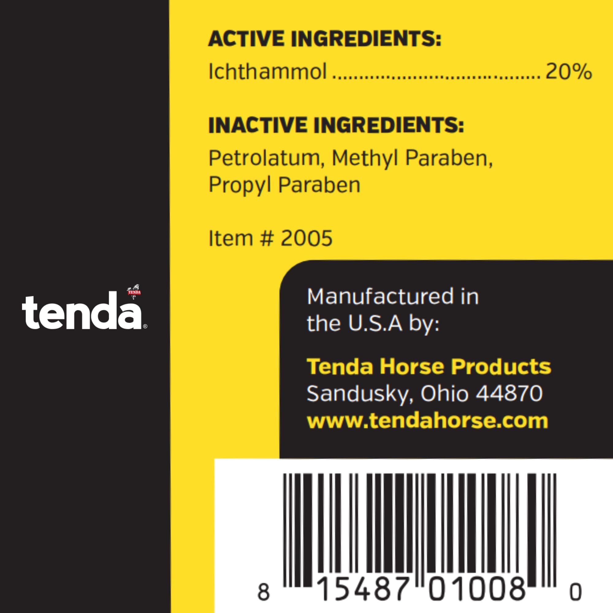 Tenda Horse Products 20% Ichthammol Salve for Horse Hooves, 16 oz. Jar.