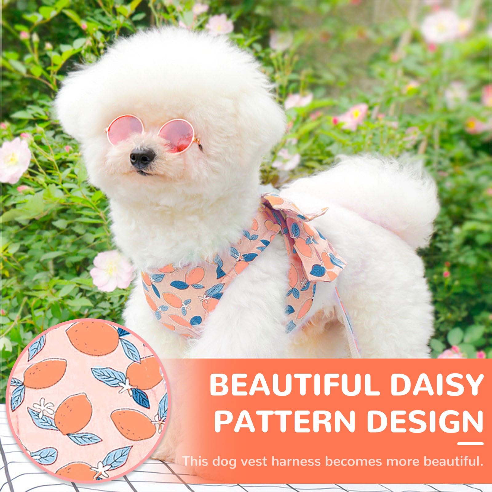 Baejmjk Dog Harness And Leash Set With Bow Knot No Pull Pet Floral Harness With D-Ring Soft Mesh Dog Harness Vest Set Escape Pro