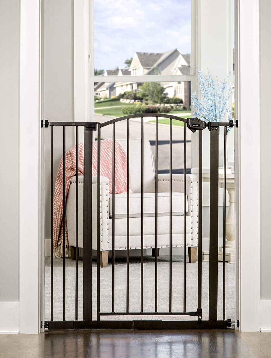Regalo Easy Step Extra Tall Arched Décor Walk Thru Baby Gate, Includes 4-Inch Extension Kit, 4 Pack Pressure Mount Kit And 4 Pack Wall Mount Kit, Bronze, 36-Inches Tall (Pack Of 1)