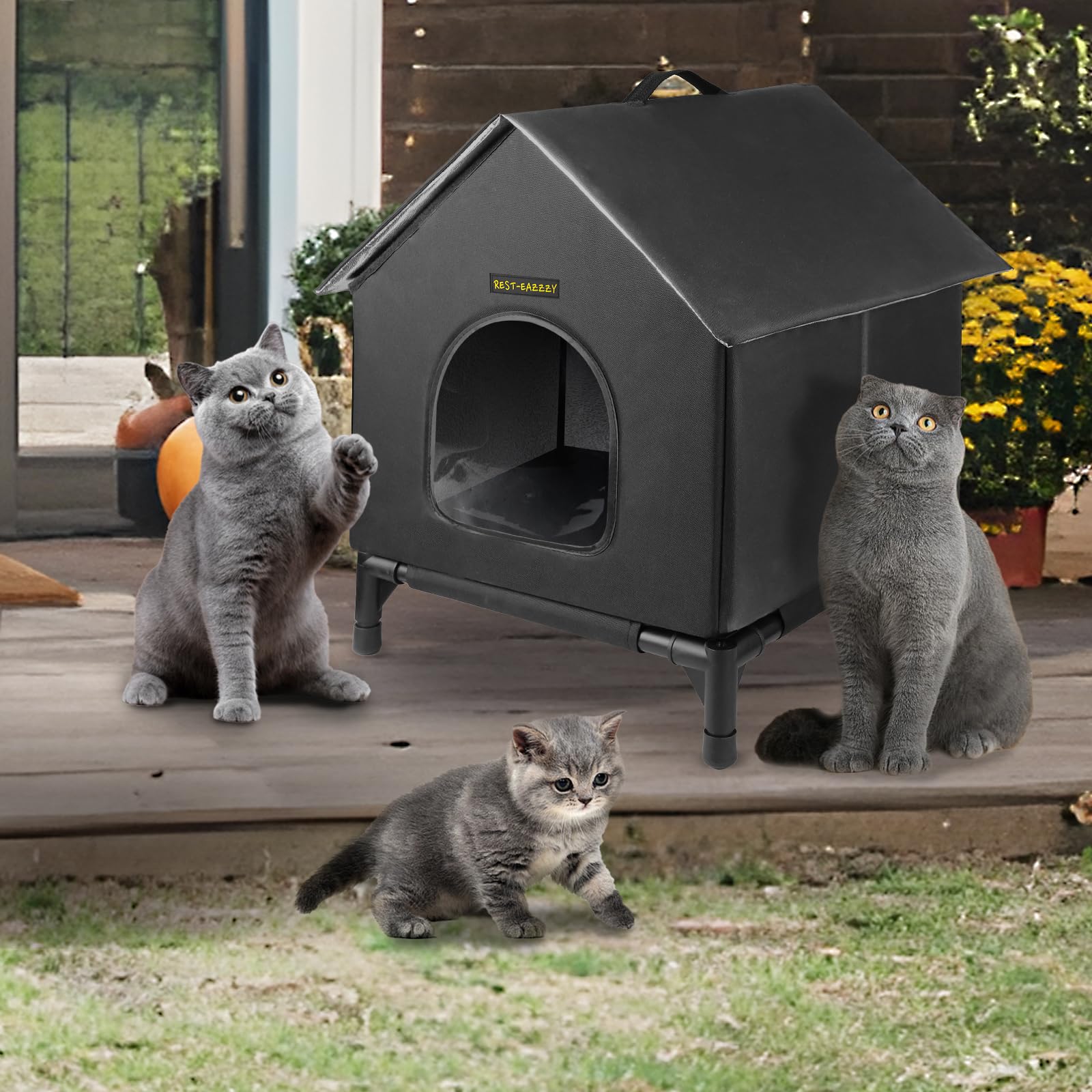 Rest-Eazzzy Cat House For Indoor And Outdoor Cats In Summer, Waterproof, Fully Insulated Shelter For Stray And Feral Cats, Great