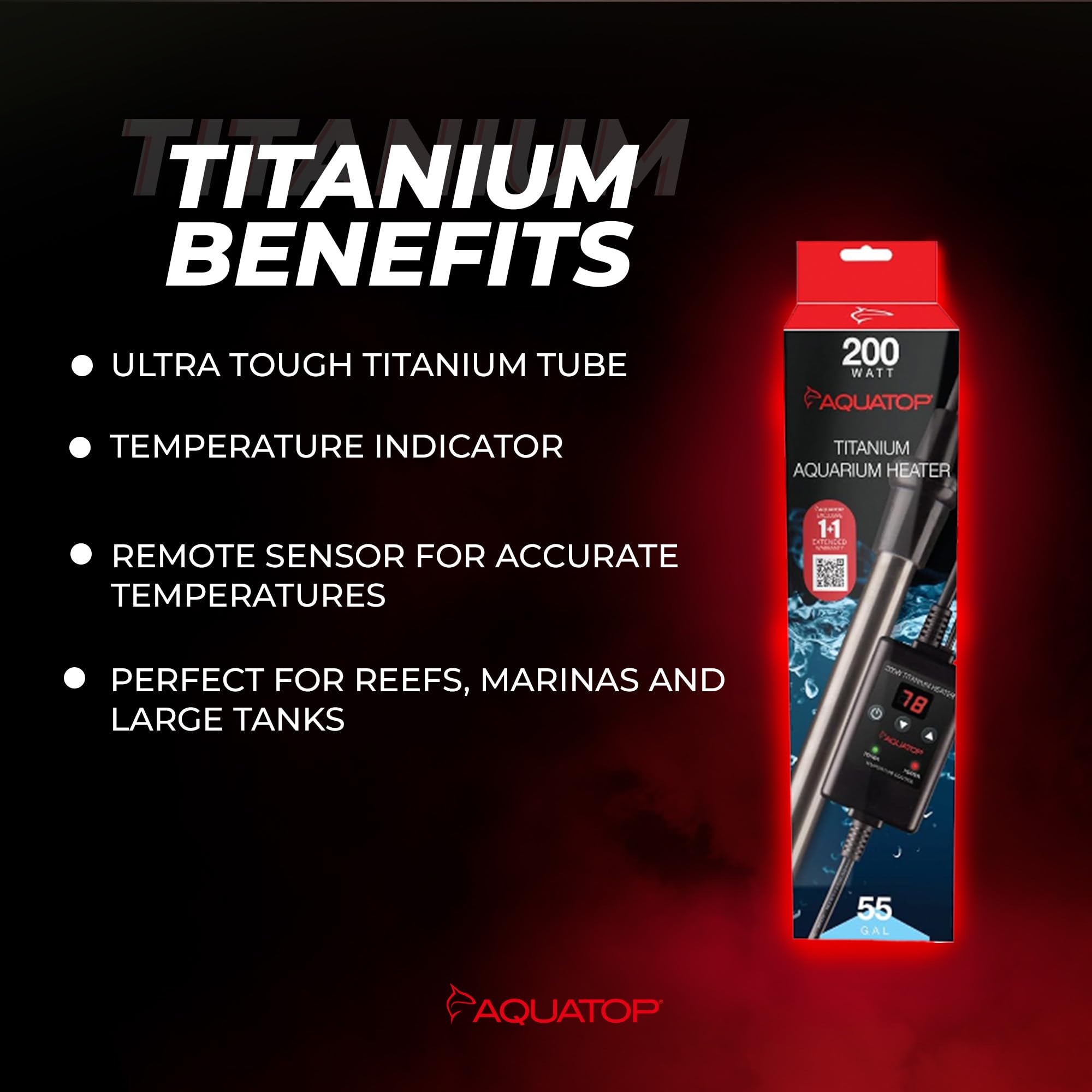 Aquatop Titanium Heater With External Controller - 200W