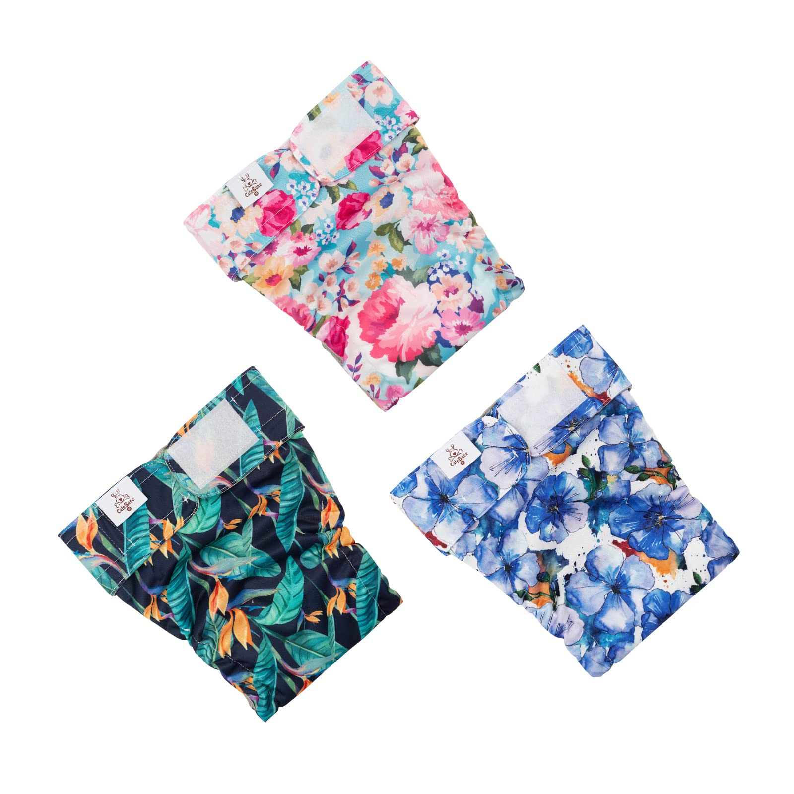 Cutebone Dog Diapers No Tail Hole Female 3 Pack Puppy Training Pants For Docked-Tail Dogs Wwd04M