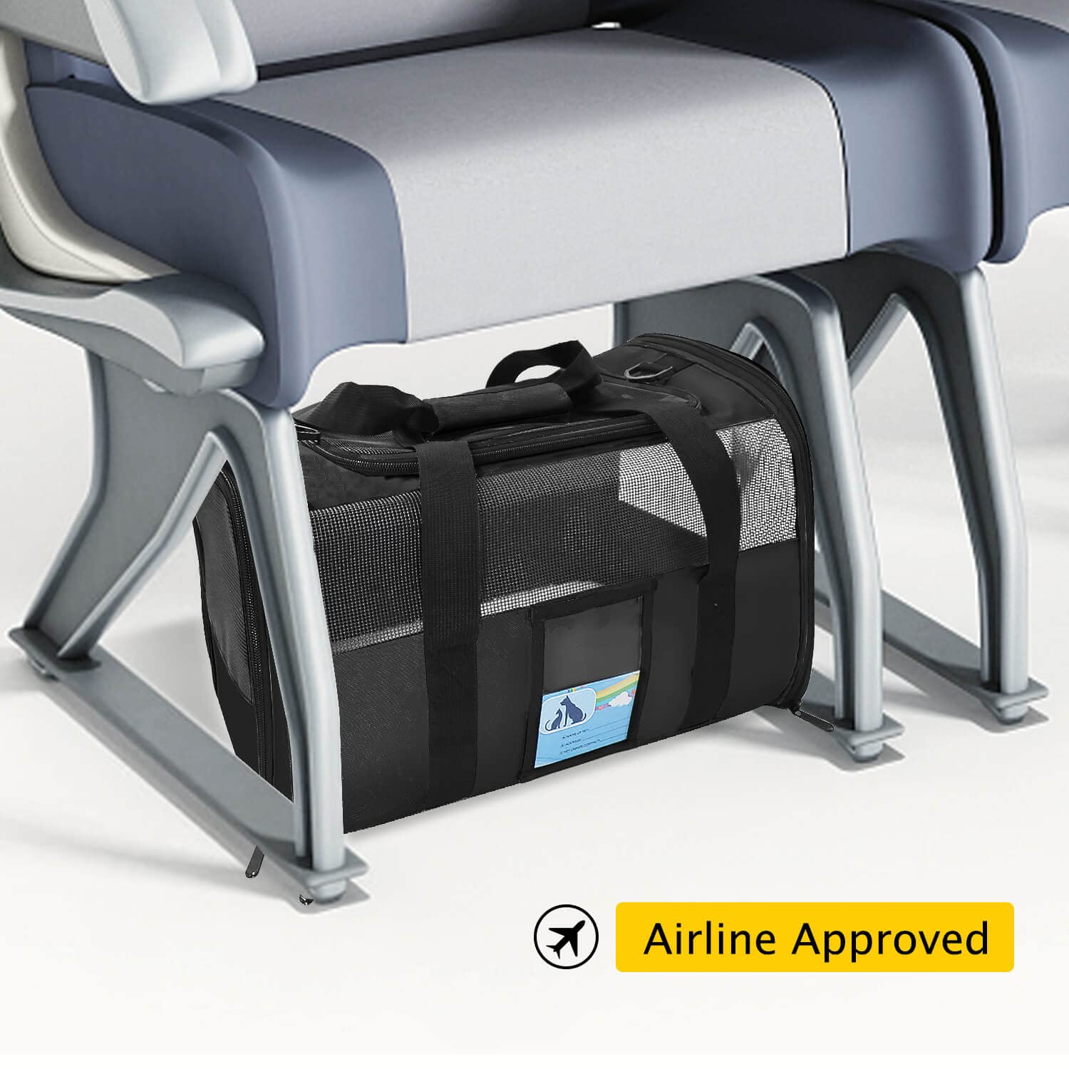 Refrze Pet Carrier - Airline & TSA Approved, Soft Cat & Dog Carrier for Medium & Small Pets, Up to 15 Lbs, Black