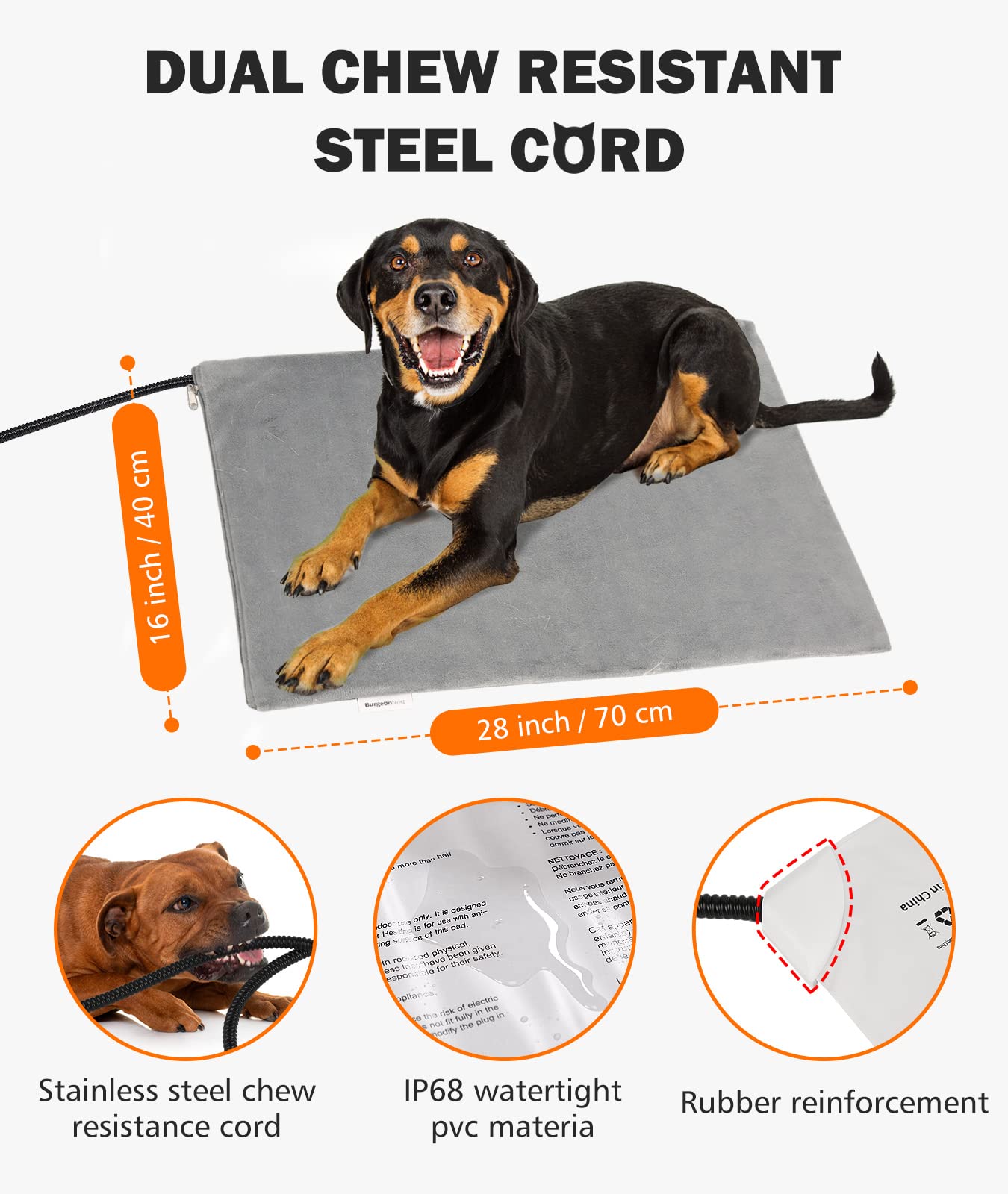 Burgeonnest Heated Cat Bed, Pet Heating Pad With Timer, 28' X 16' / 18' X 16' Upgraded Electric Heated Dog Bed With Temperature Adjustable Heated Pet Mat Warmer Blanket Auto Power-Off