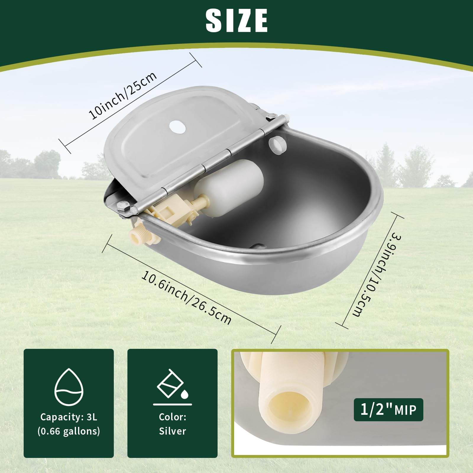 Flkqc Automatic Animal Drinking Water Bowl, Stainless Steel Water Troughs For Livestock Water Dispenser For Horse,Goat,Pig,Dog P