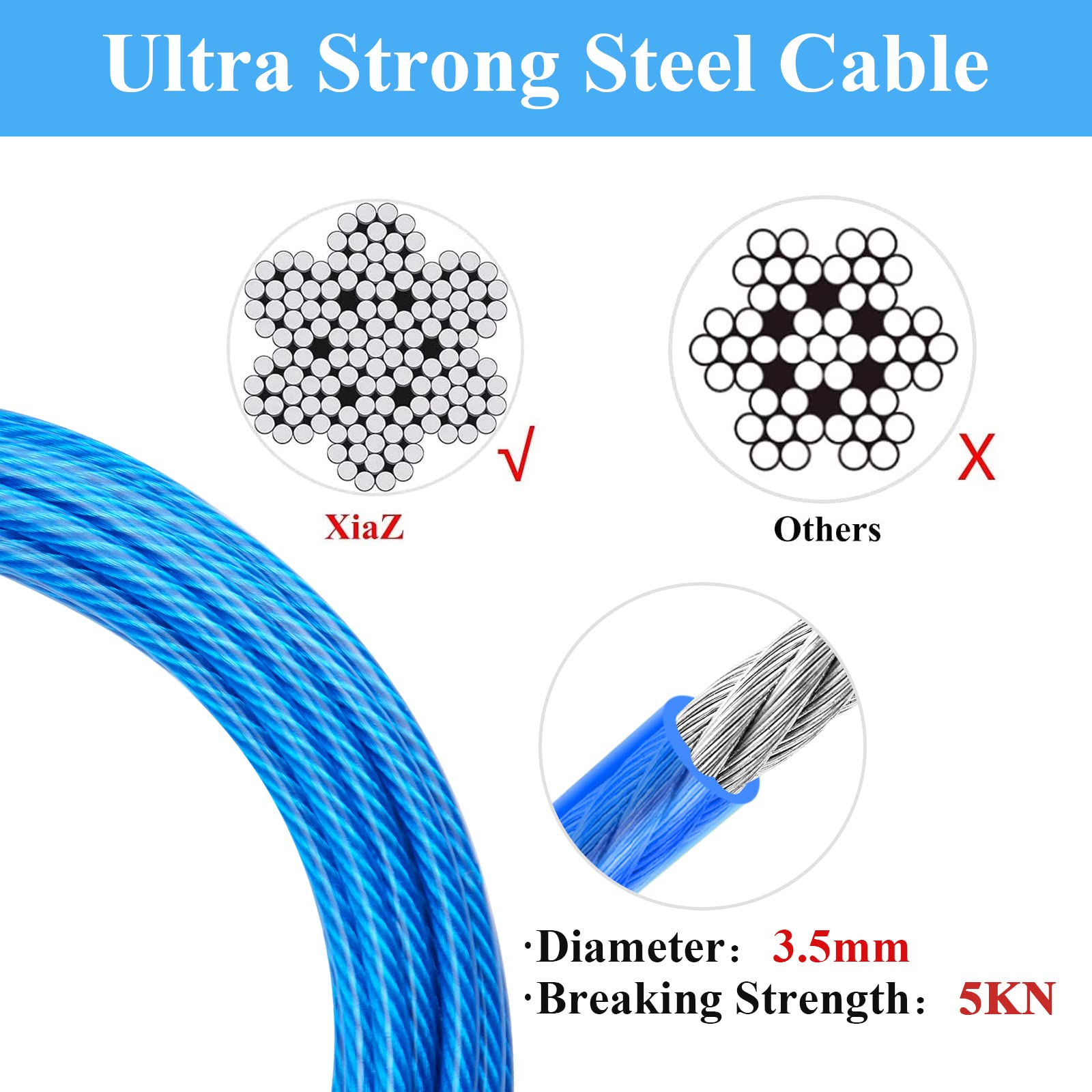 Xiaz Dog Tie Out Cable,Dog Chains For Outside With Swivel Hook, Dog Runner Leads For Yard Outdoor And Camping, Rust- Proof Train