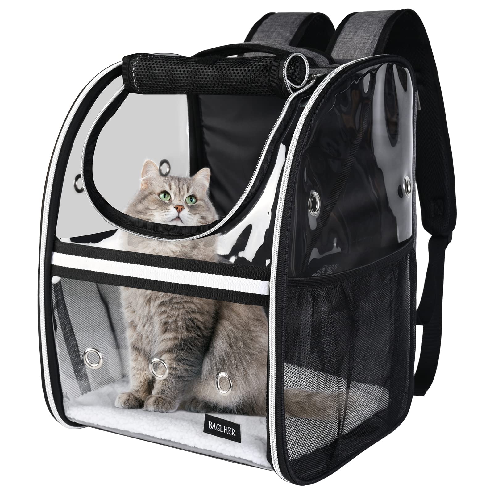 BAGLHER Cat Carrier Backpack, Airline Approved Pet Travel Carrier with Fleece Pad for Puppy and Small Animals