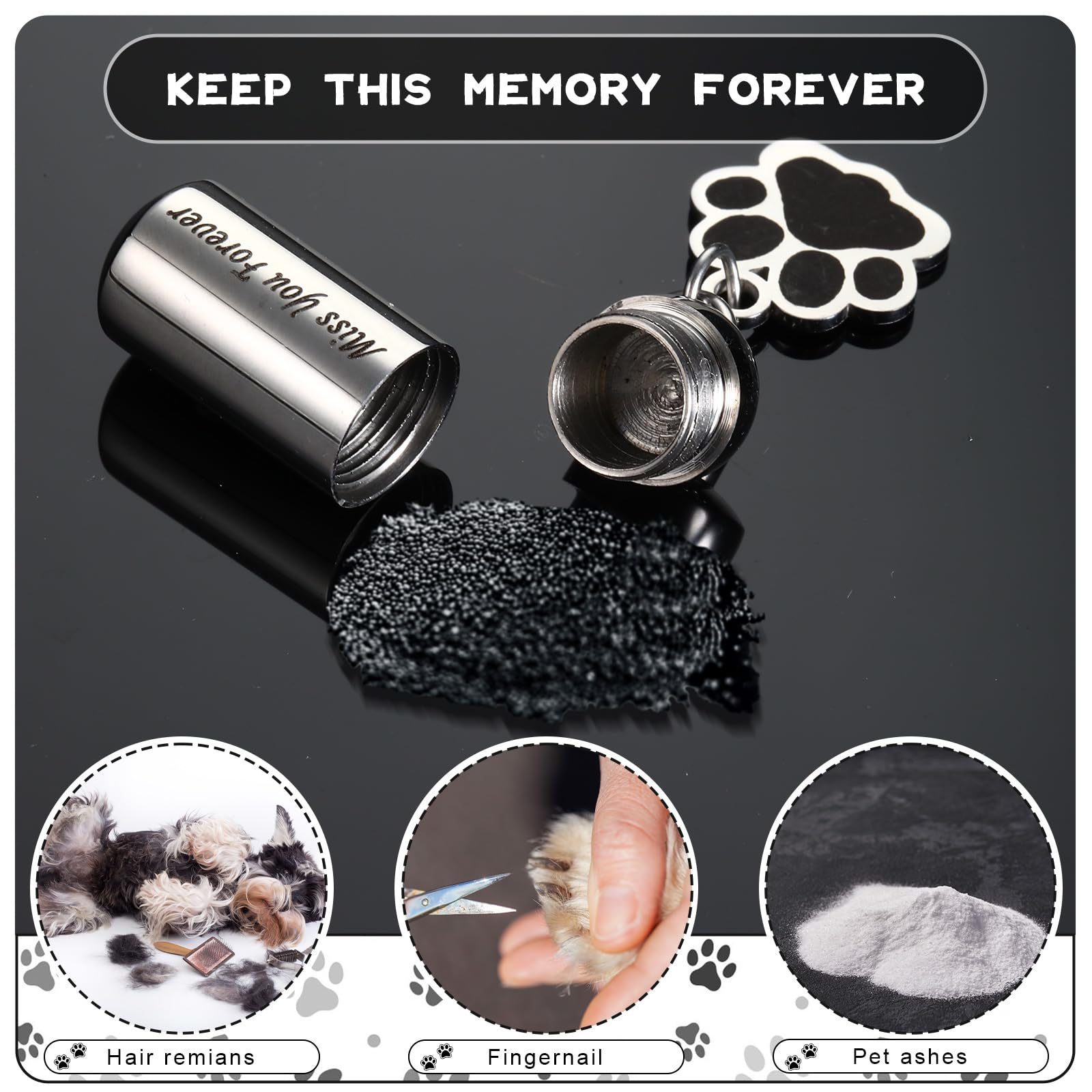 Kigeli 4 Pcs Pet Ashes Keepsake Keychain For Dog Pet Ashes Urn With 4 Pcs Filling Tools Memorial Cylinder Cat Cremation Jewelry