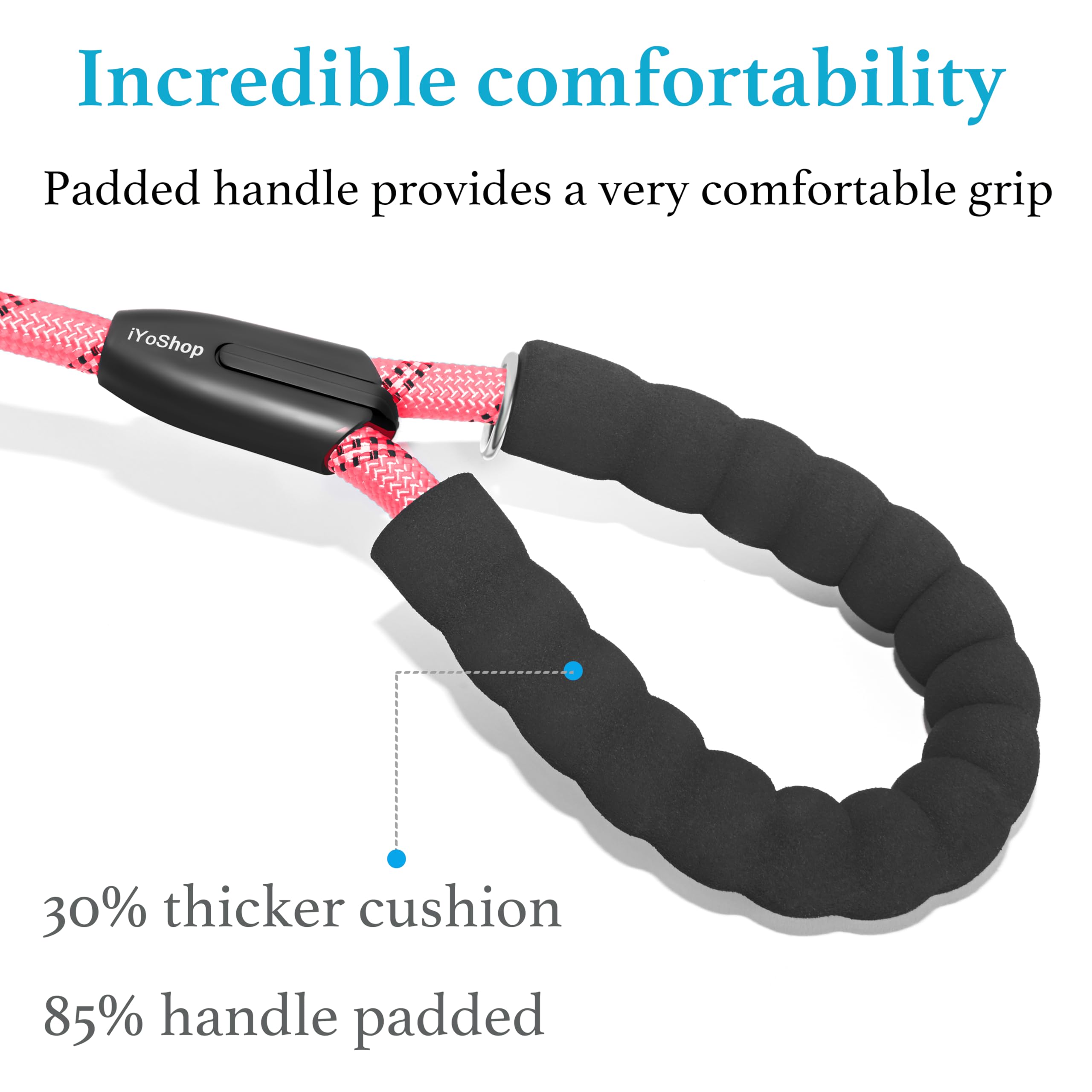 Iyoshop Dual Dog Leash, Double Dog Leash, 360 Swivel No Tangle Walking Leash, Shock Absorbing Bungee For Two Dogs, Large (25-150 Lbs), Baby Pink