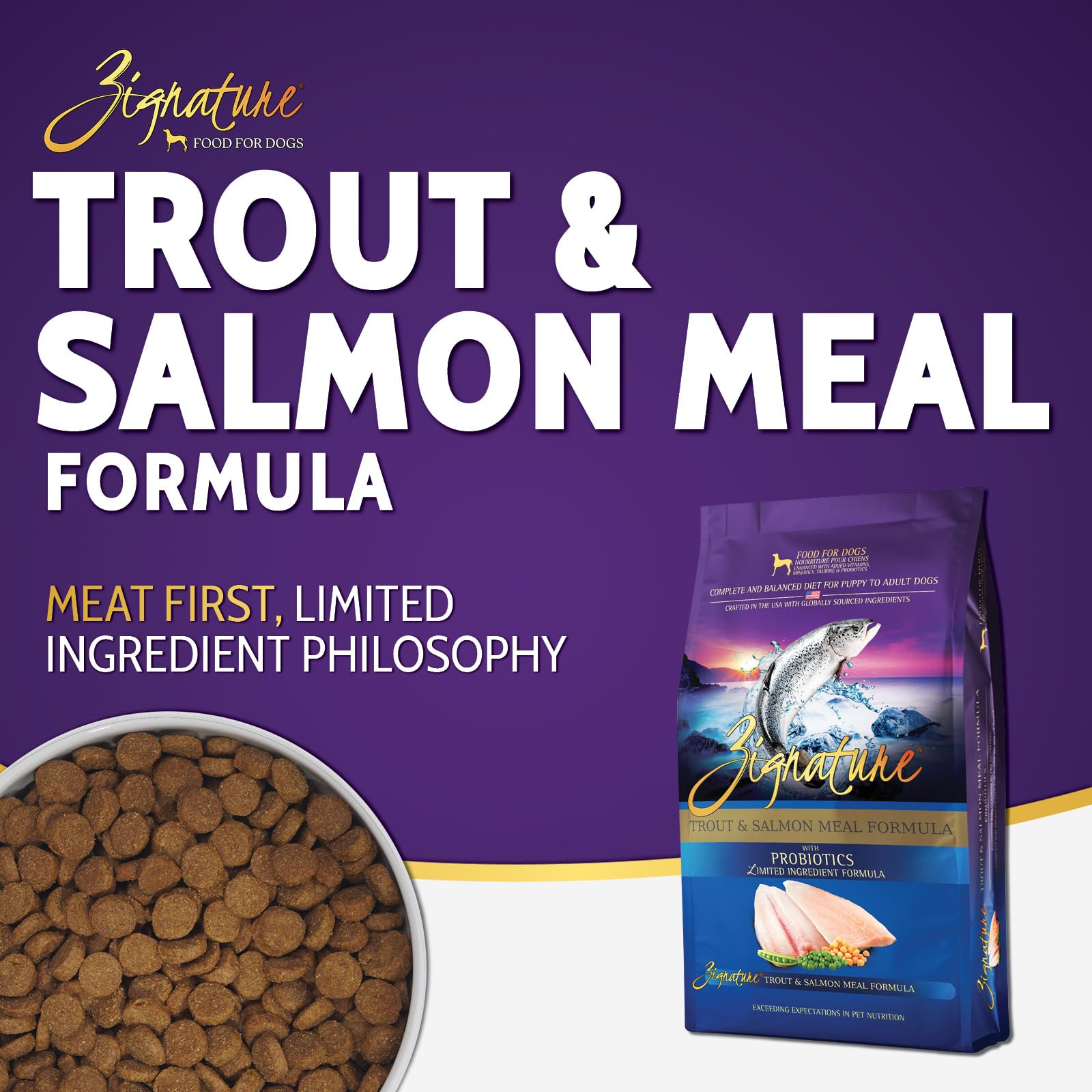 Zignature Trout & Salmon Limited Ingredient Formula Dry Dog Food 25lb