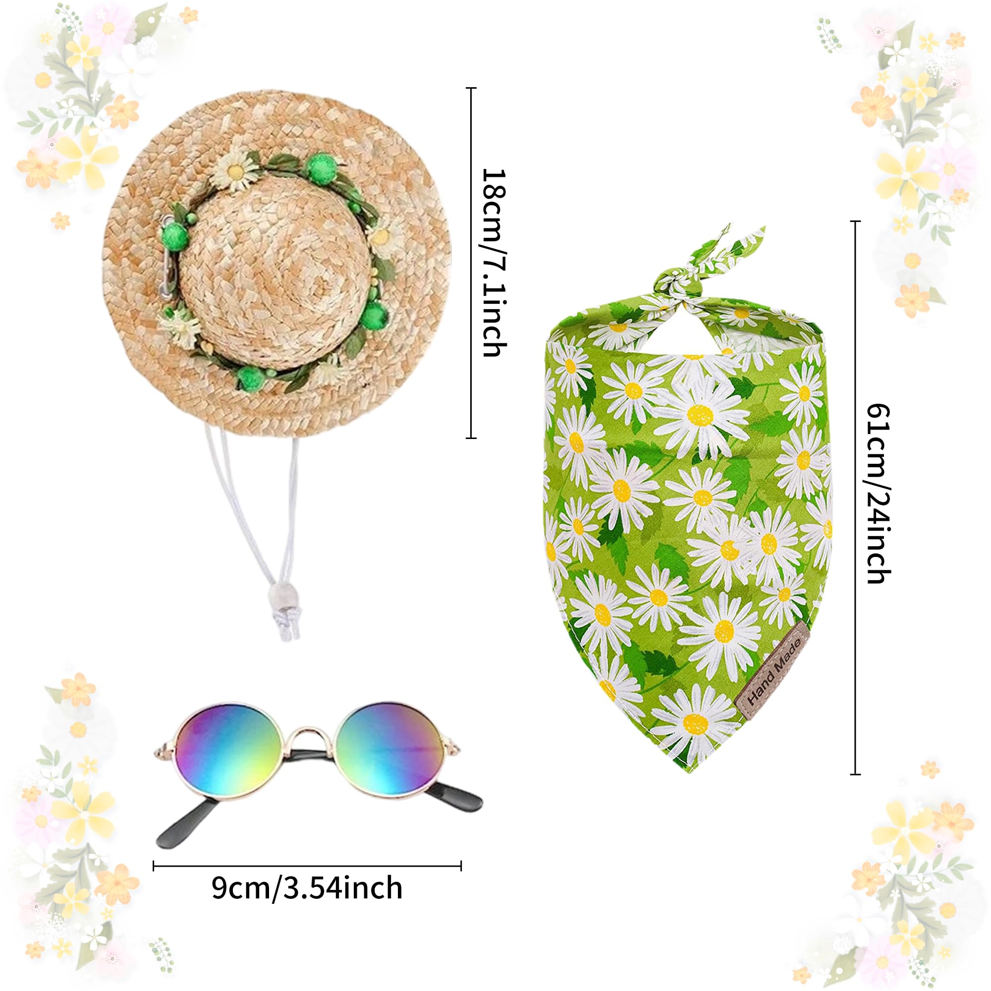 Hawaiian Costume For Dog Hawaiian Bandanna Summer Hat For Dog Sunflower Pet Bandanna Pet Sunglasses Summer Costume For Cat Hawai