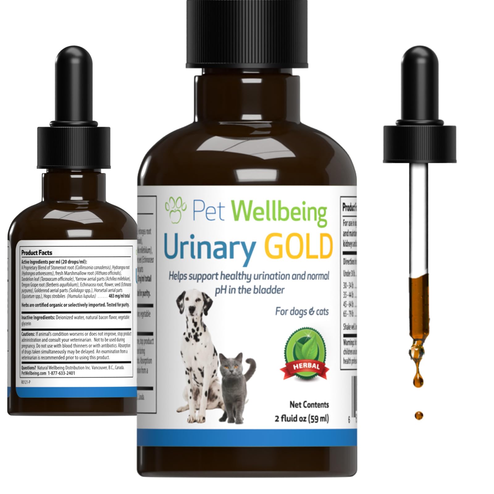 Pet Wellbeing Urinary Gold for Cats - Vet-Formulated - Feline Urinary Tract Health, Supports Normal Urinary pH - Natural Herbal 